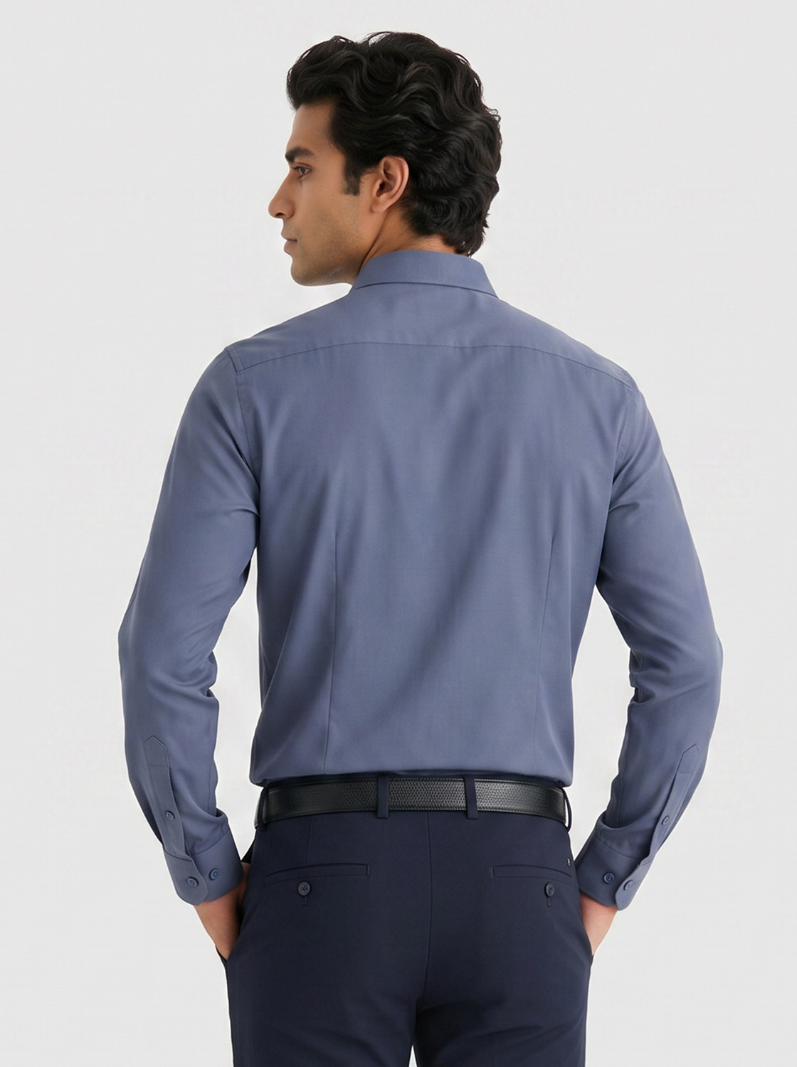 Image of Blackberrys Men Slim Fit Self Design Cut Away Collar Formal Shirt