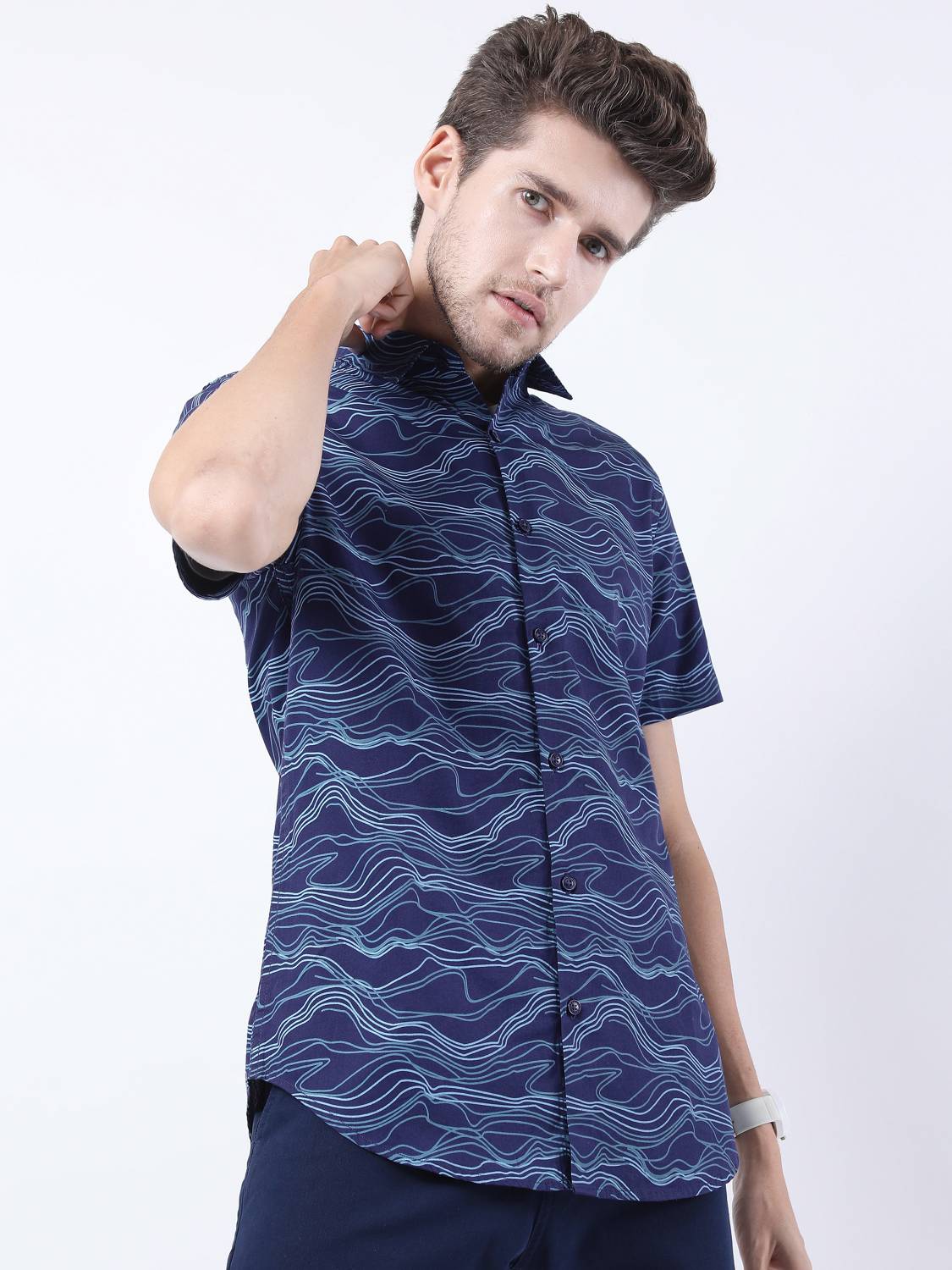 KETCH Men Blue Printed Casual Shirt