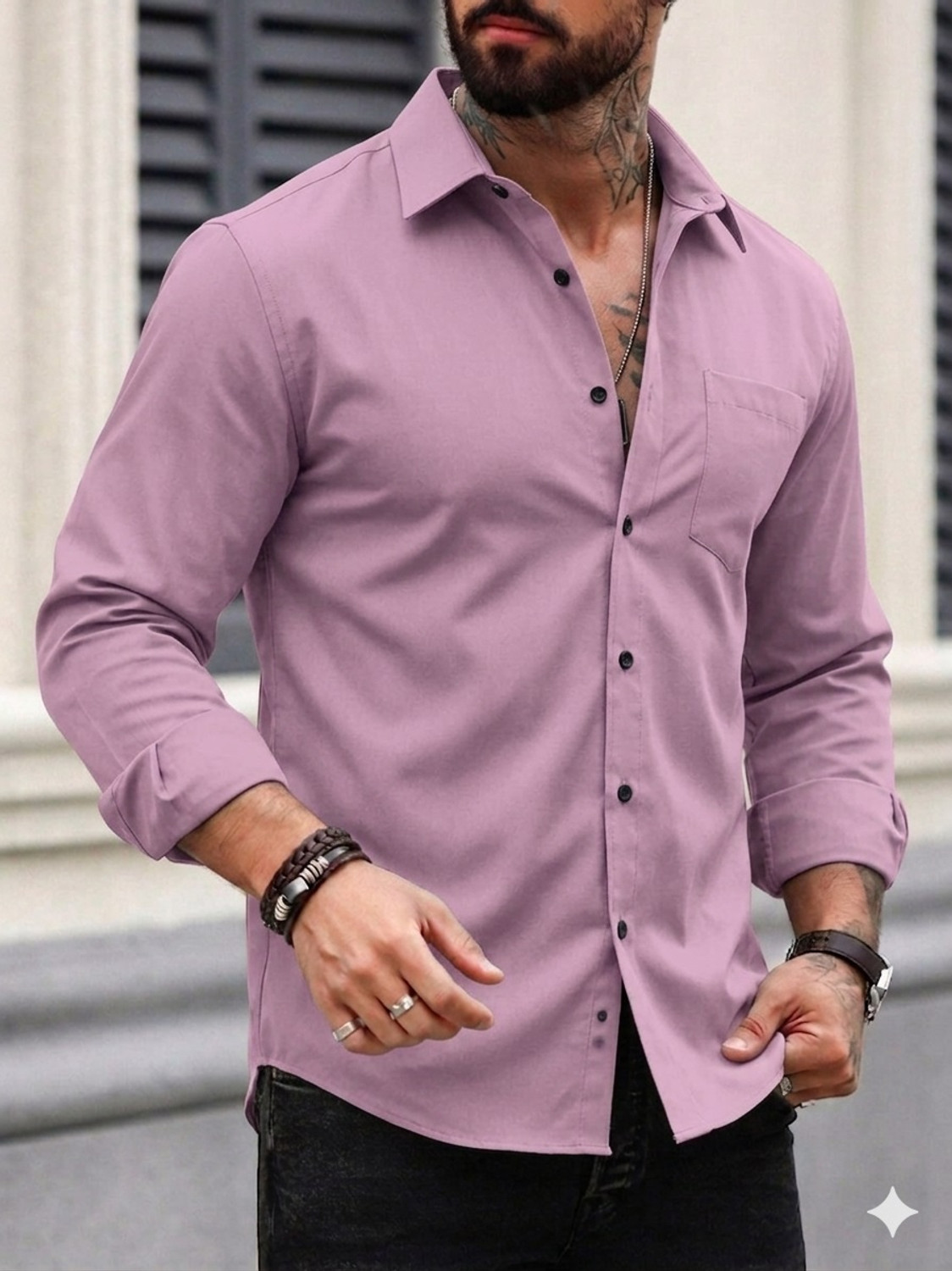 Image of METRONAUT Men Solid Casual Pink Shirt