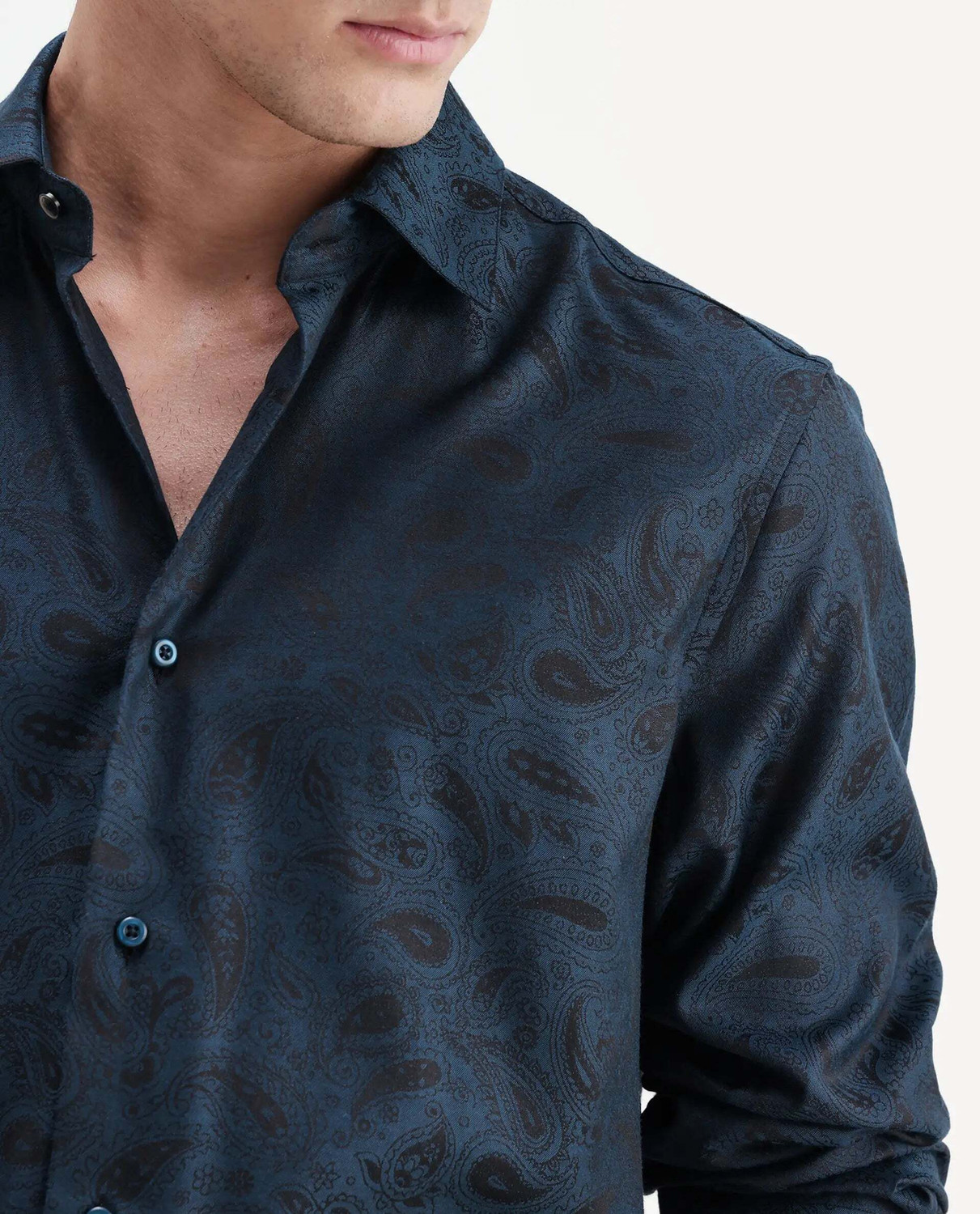 Image of RARE RABBIT Men Regular Fit Solid Casual Shirt