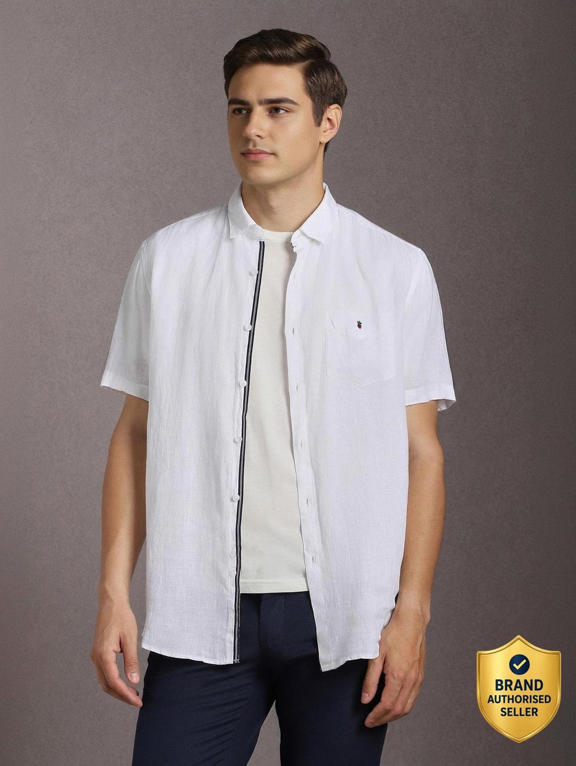 Image of LOUIS PHILIPPE Men Solid Casual White Shirt