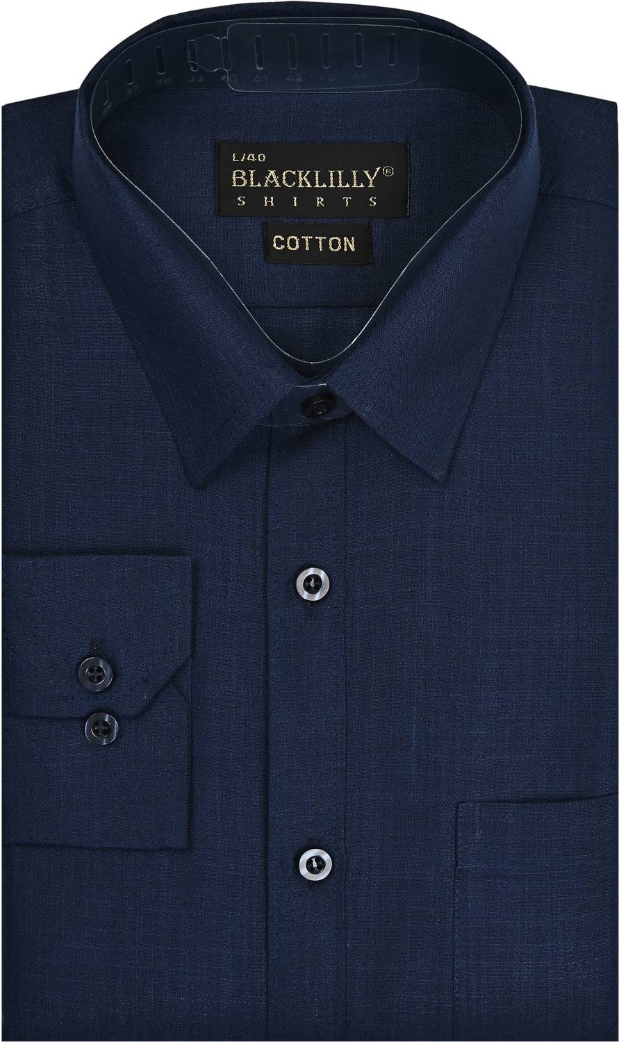 BlackLilly Men Solid Formal Dark Blue Shirt