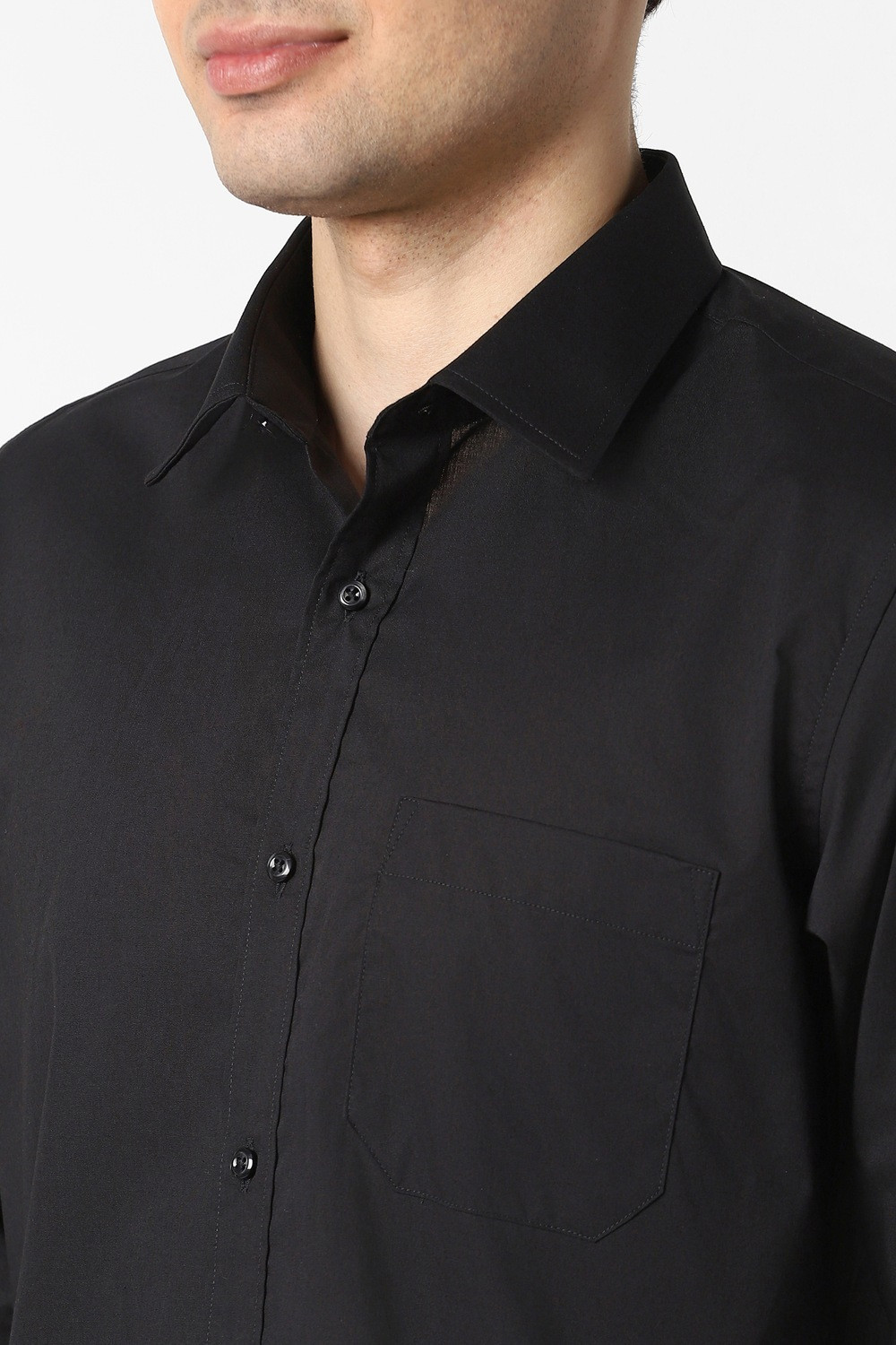Image of PETER ENGLAND Men Solid Formal Black Shirt
