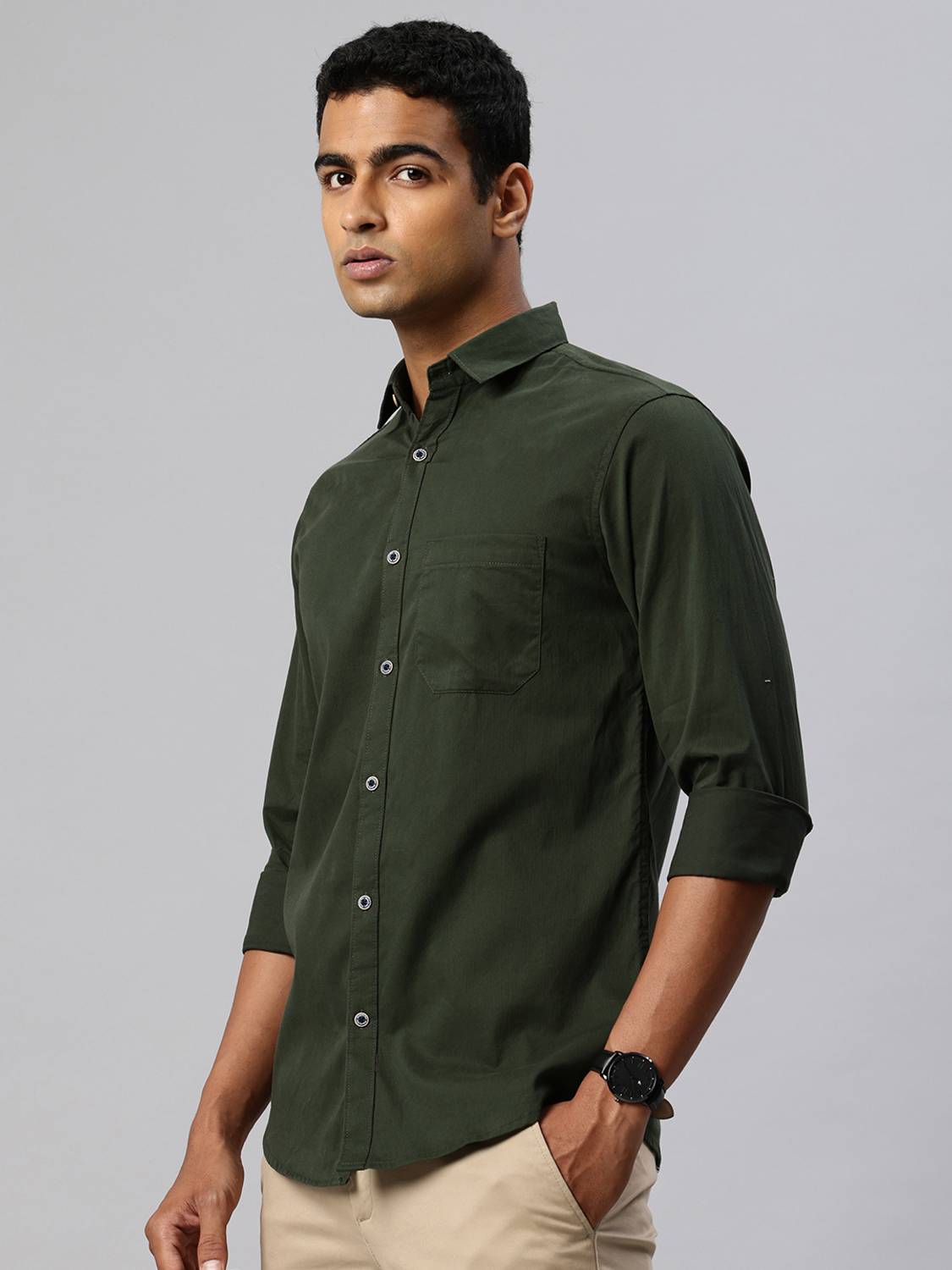 Majestic Men Dark Green Casual Shirt - Image 4