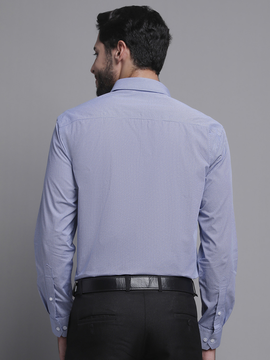 Image of CANTABIL Men Printed Formal Light Blue Shirt