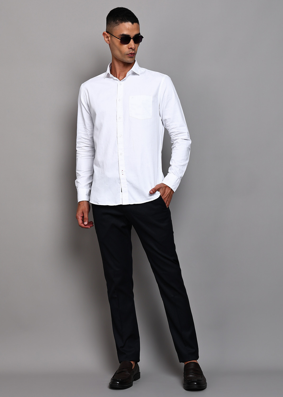 Image of KILLER Men Solid Formal White Shirt