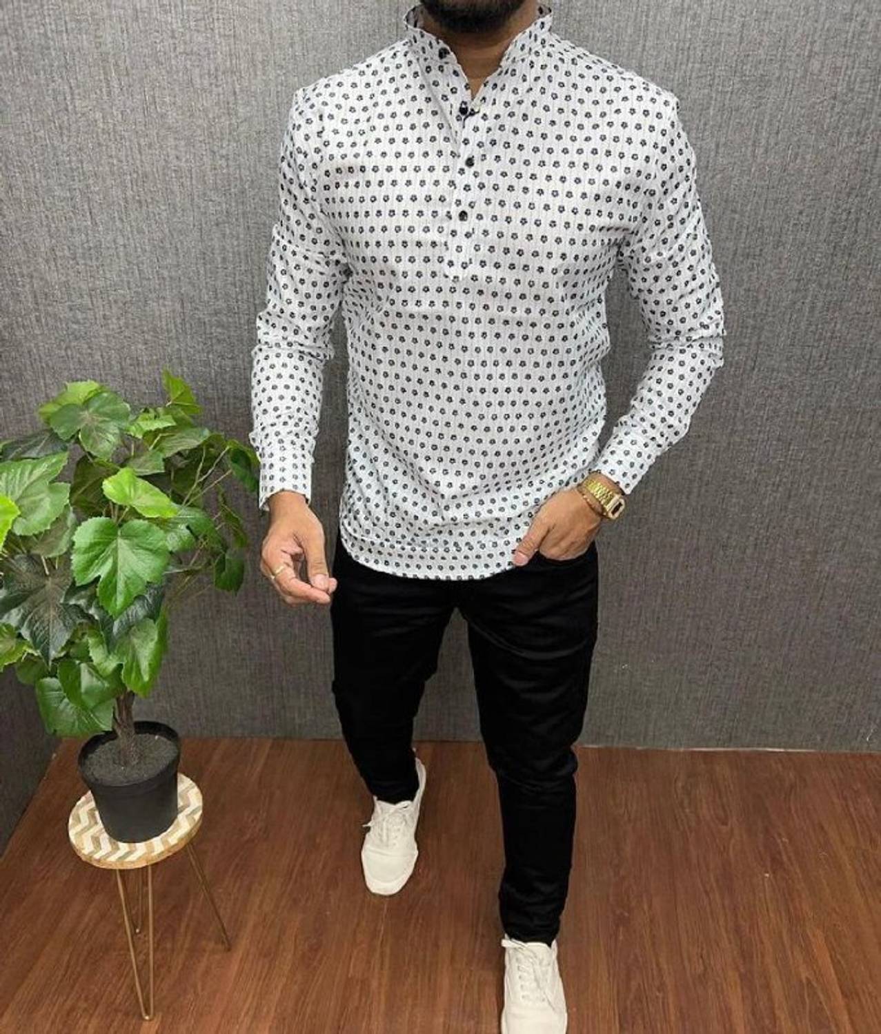 Saadhvi Men Printed Festive White, Black Shirt - Buy Saadhvi Men Printed  Festive White, Black Shirt Online at Best Prices in India | Flipkart.com