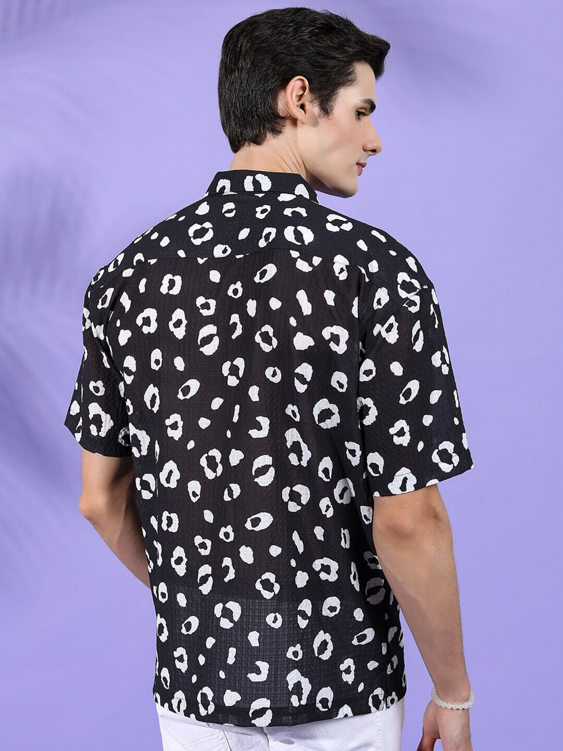 Image of The Indian Garage Co. Men Animal Print Beach Wear Black Shirt