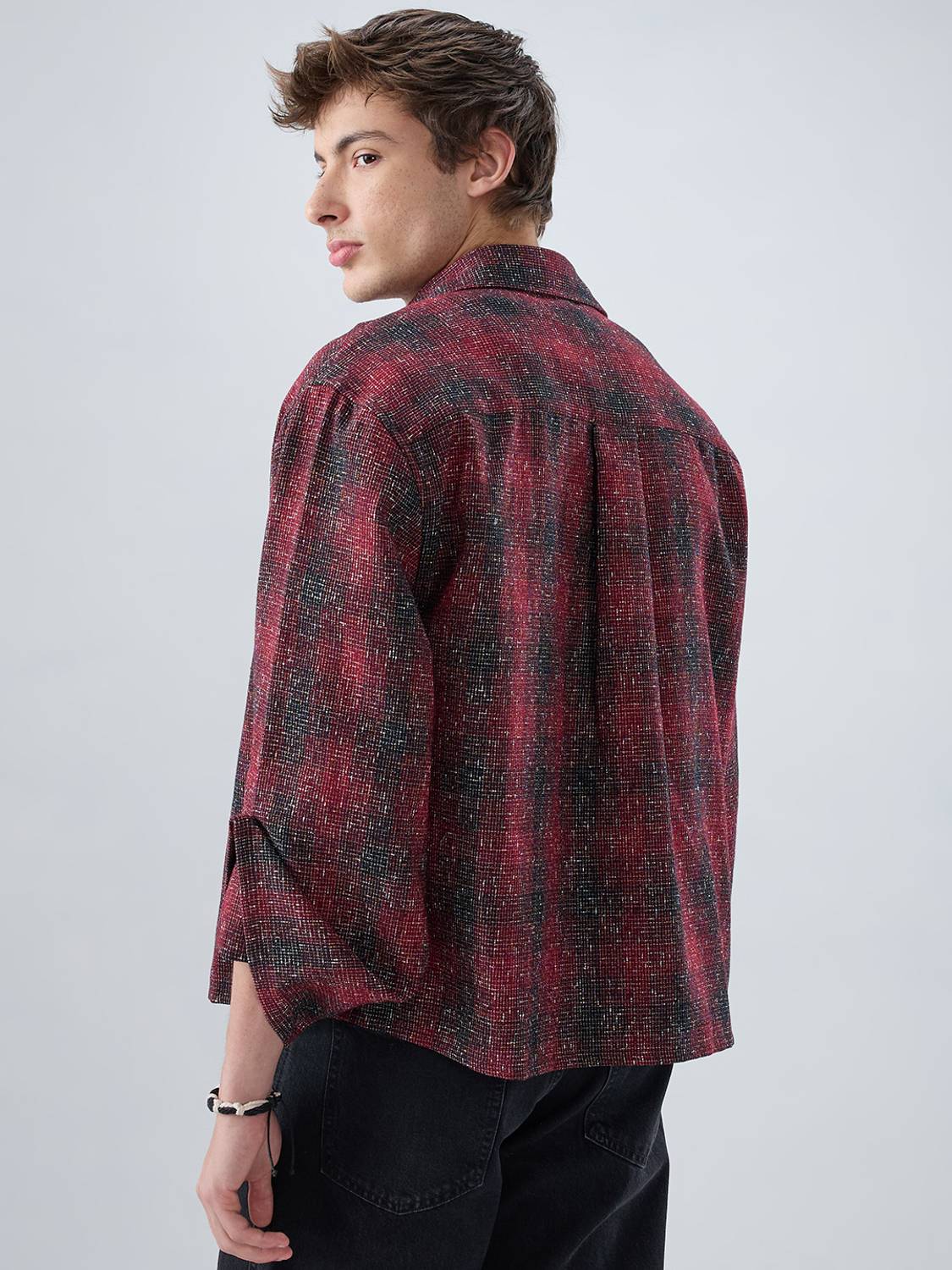 VASTRADO Men Maroon Checkered Casual Shirt - Image 5