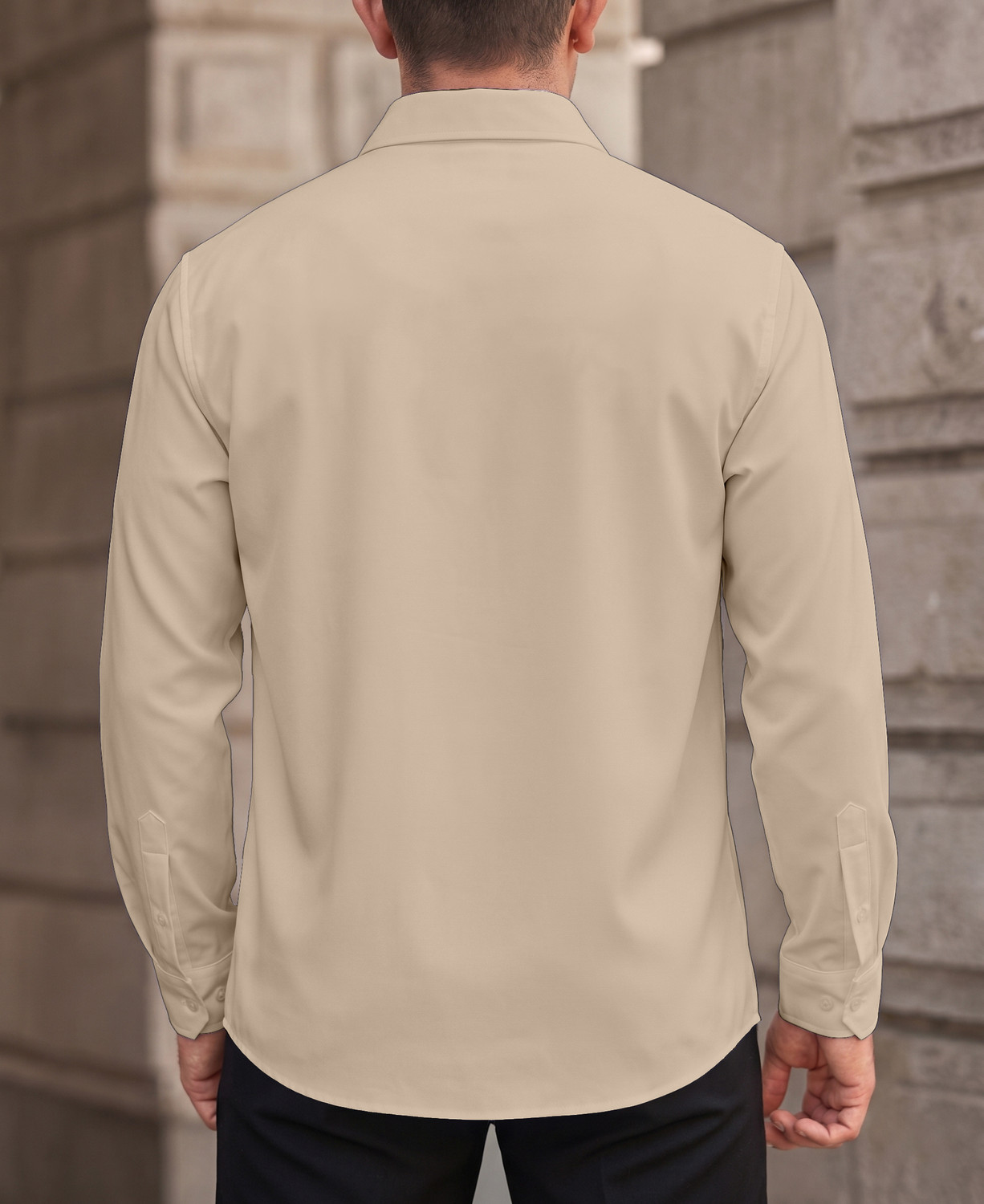 Image of DARKMODE Men Solid Casual Cream, Blue Shirt