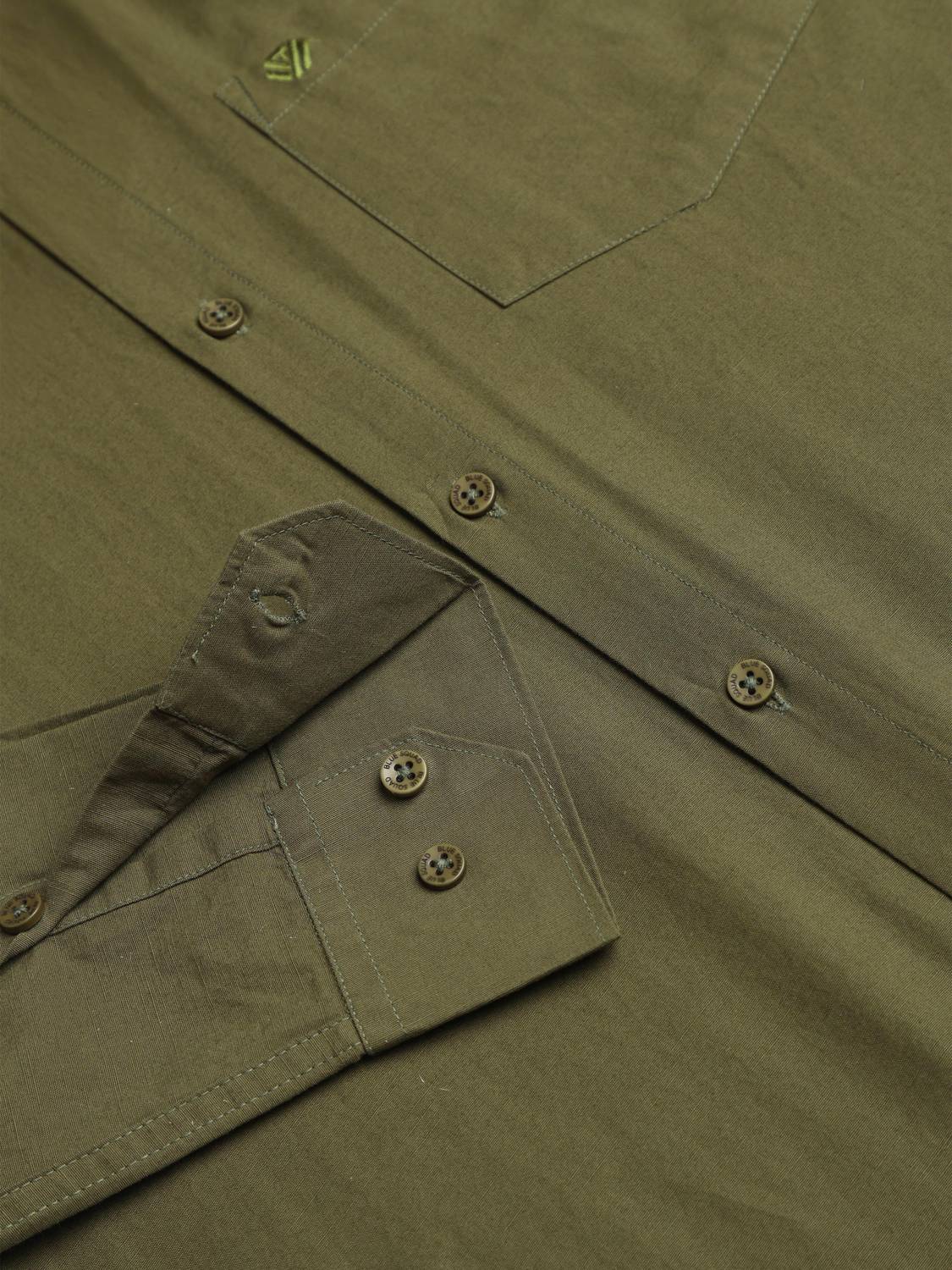 BLUE SQUAD Men Solid Casual Green Shirt - Image 5