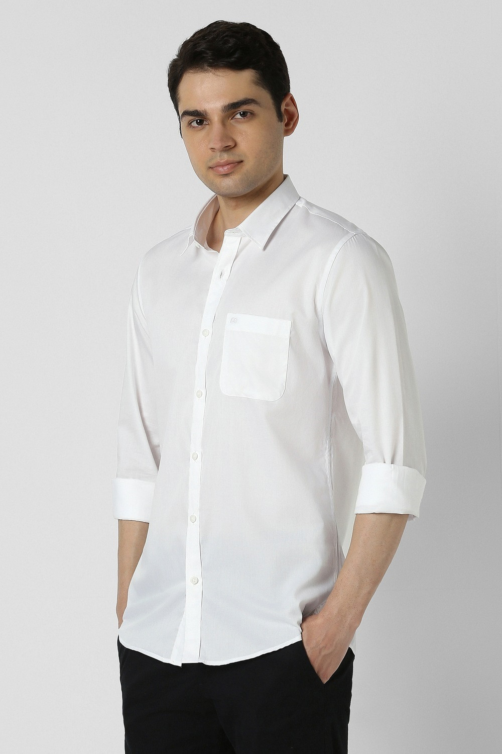 Image of PETER ENGLAND Men Solid Casual White Shirt