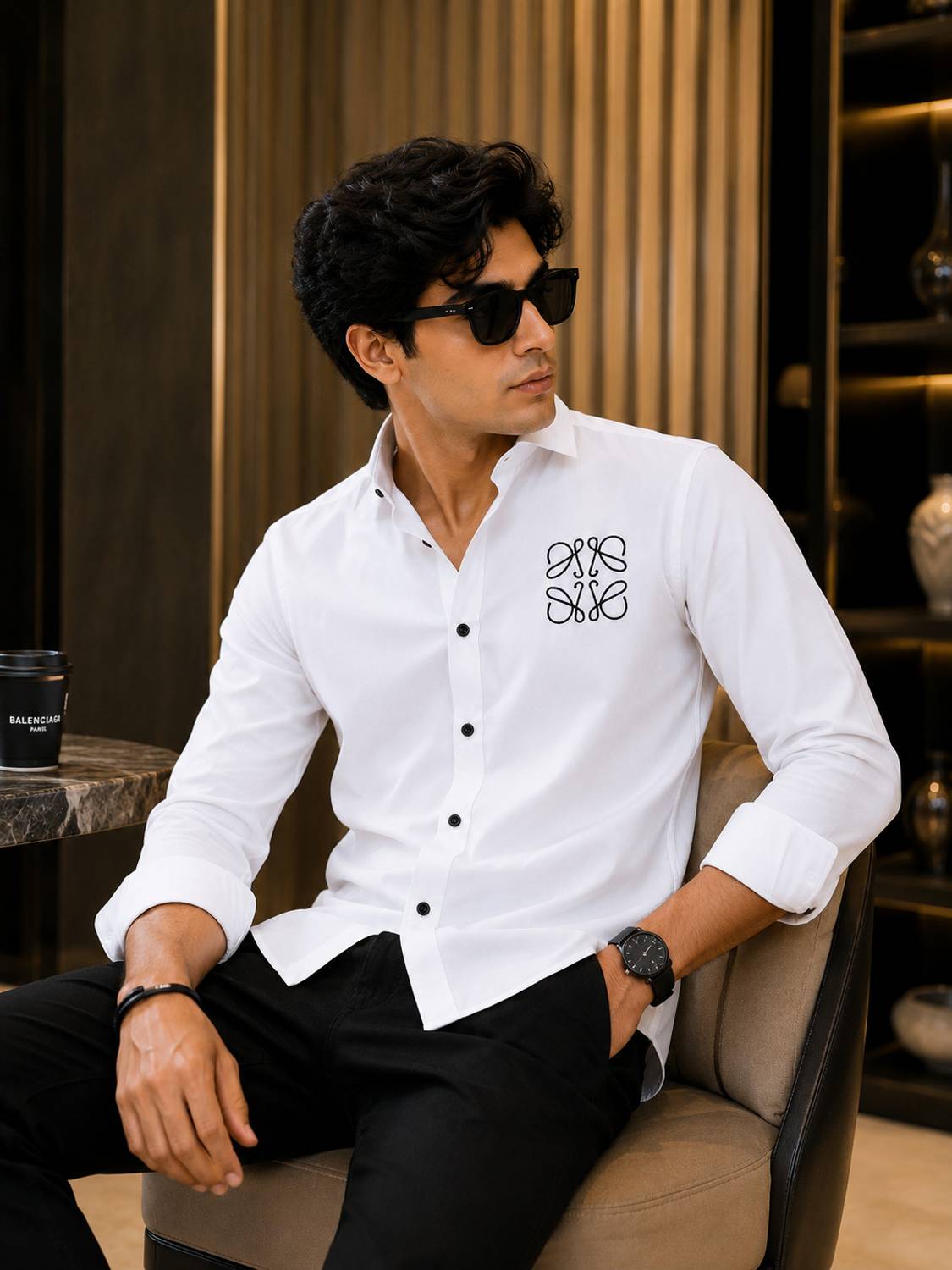 METRONAUT Men White Embroidered Shirt - Image 4