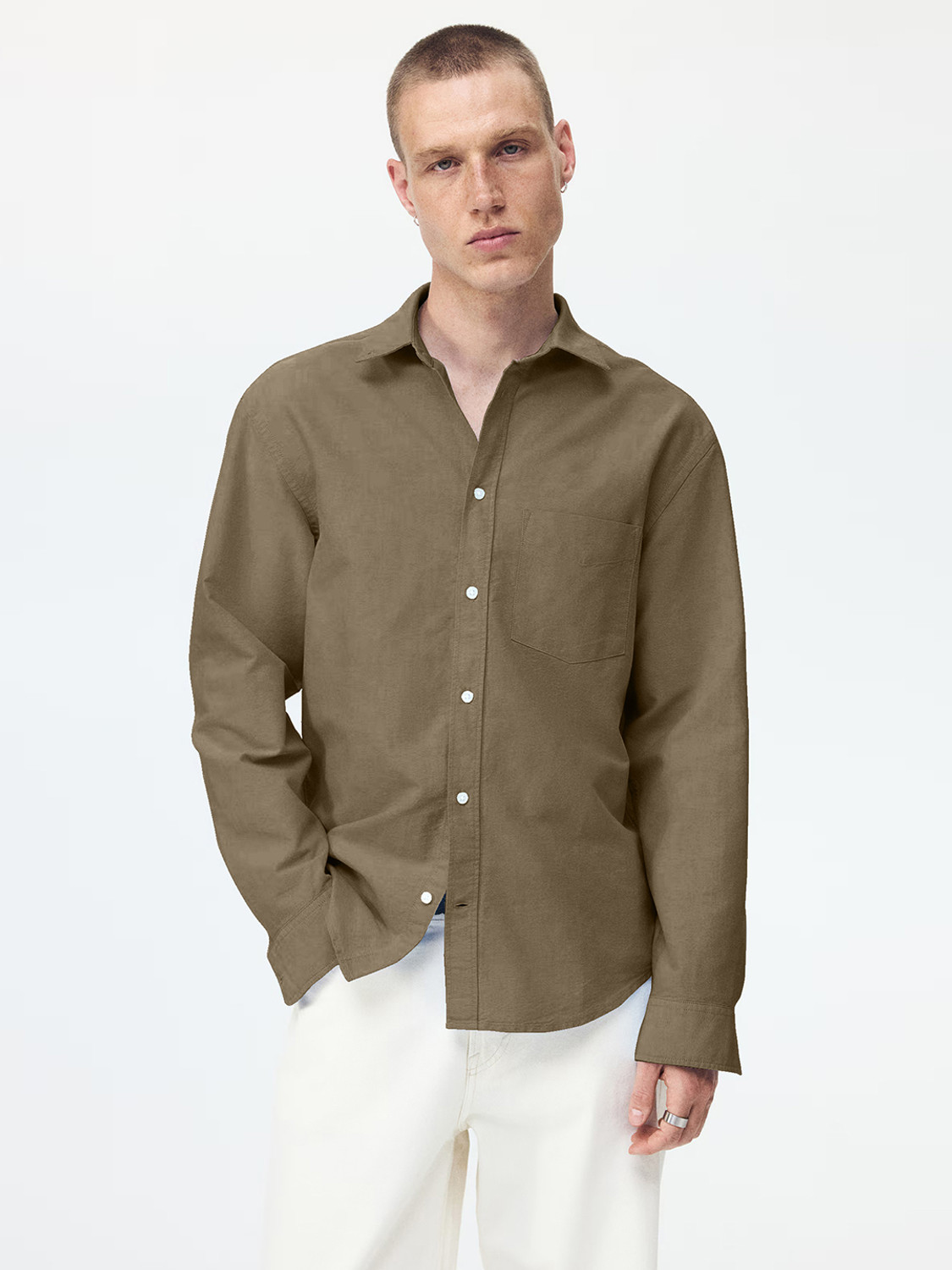 Image of METRONAUT Men Solid Casual Brown Shirt