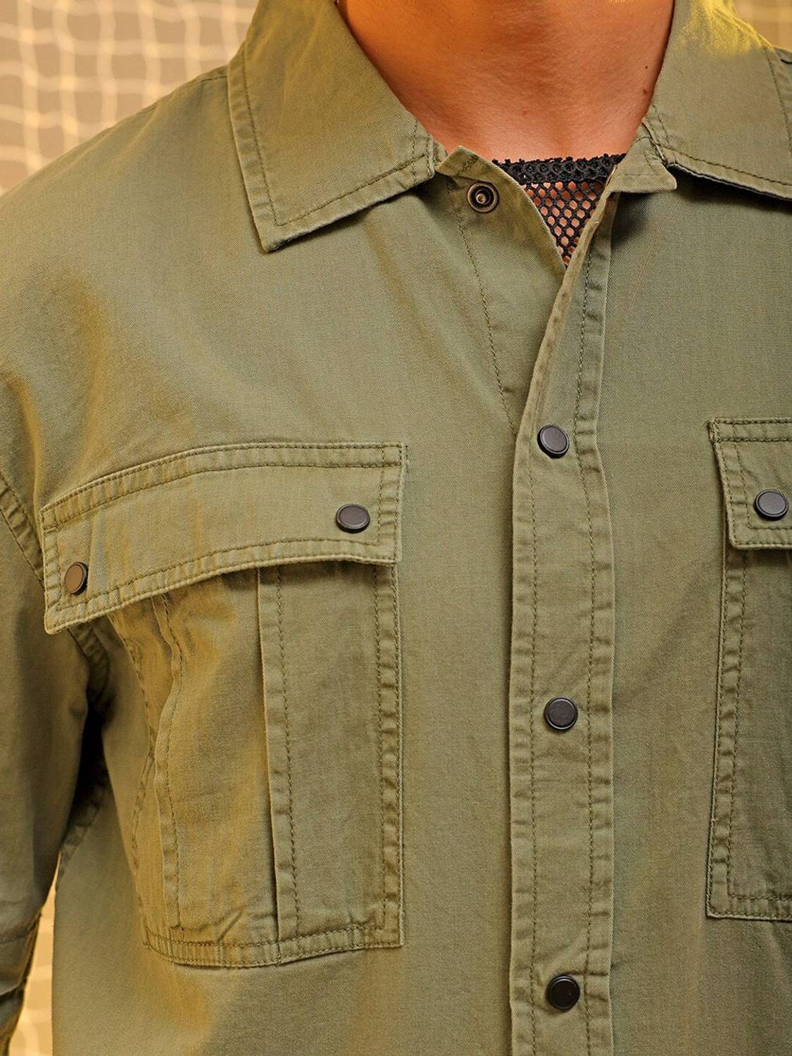The Indian Garage Co. Men Solid Casual Green Shirt - Image 2