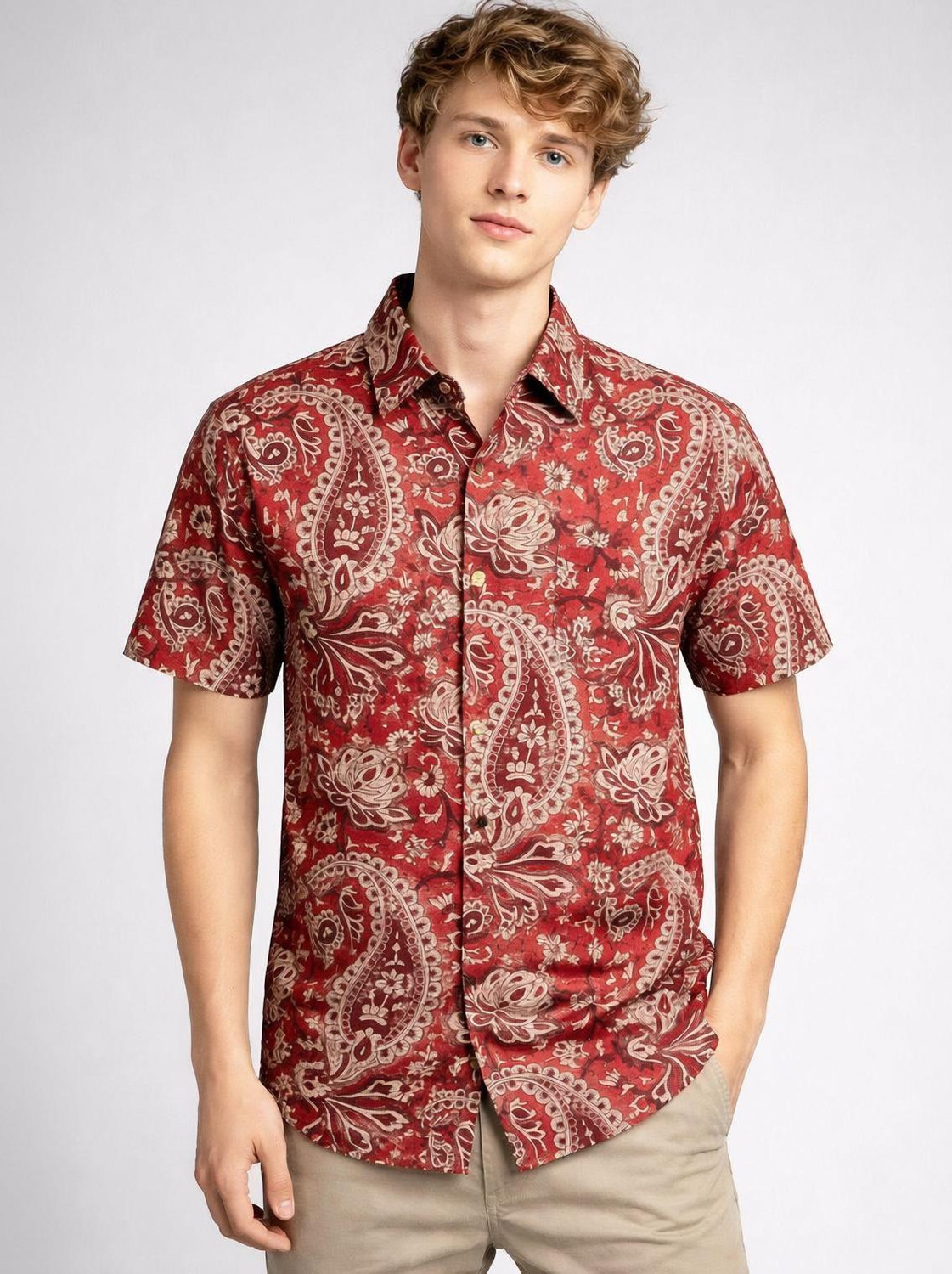 Image of Thetrendy creation Men Printed, Floral Print Casual Red Shirt
