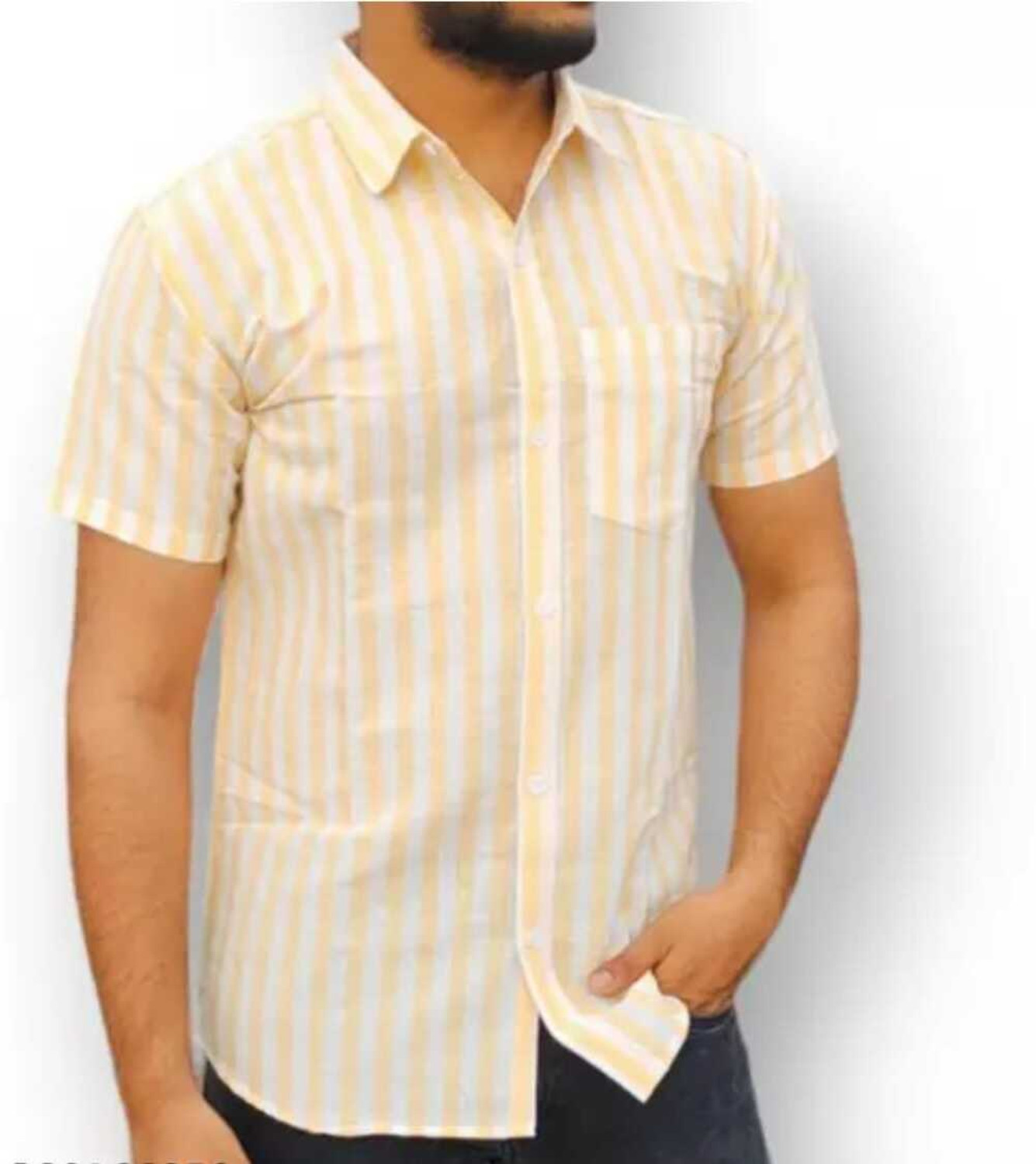 Image of TRADITIQUE Men Solid Formal Orange, White Shirt