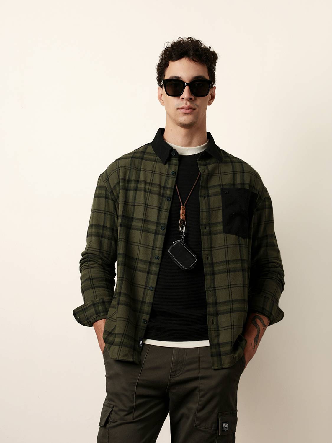 THE BEAR HOUSE Men Checkered Casual Green Shirt