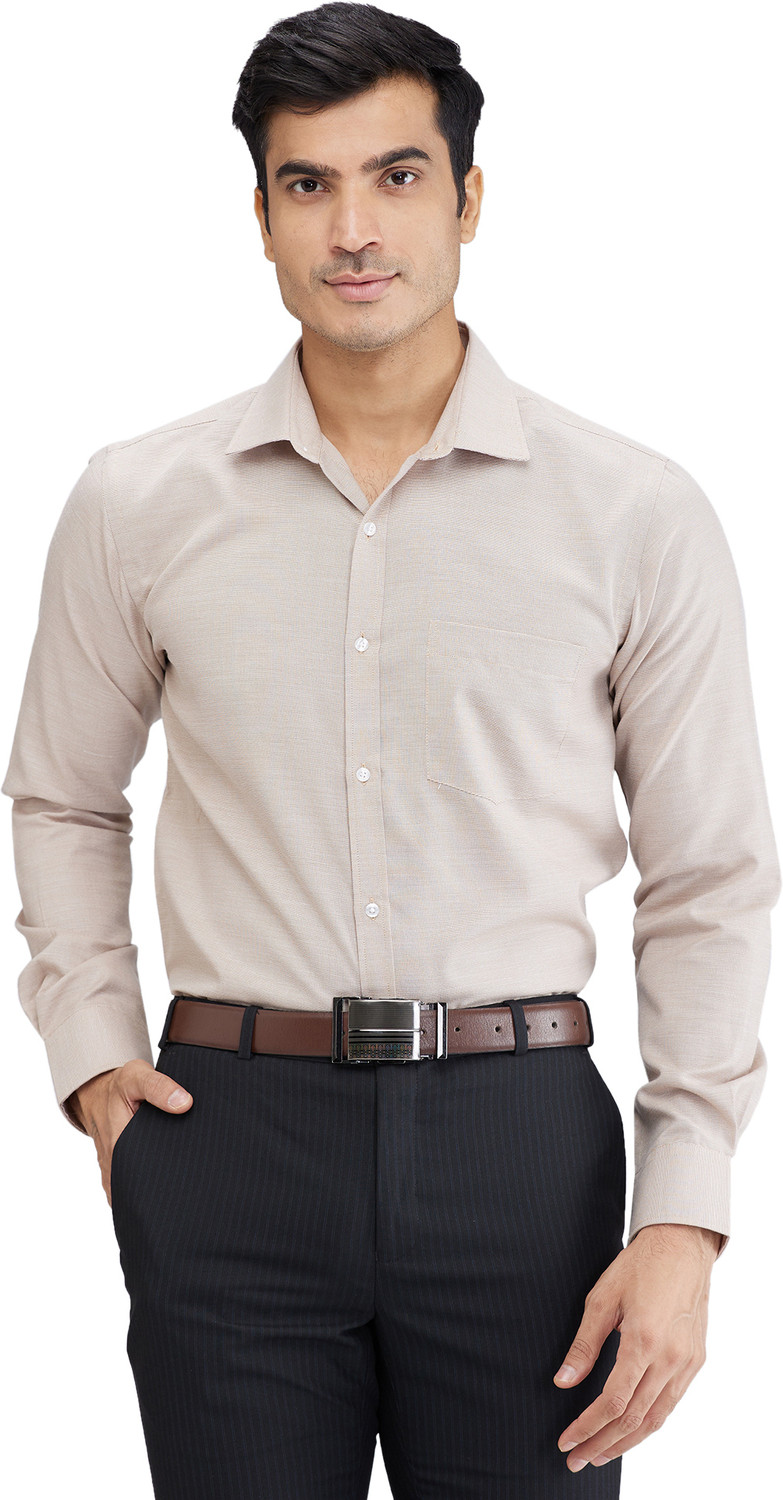 Image of PARK AVENUE Men Self Design Formal Beige Shirt