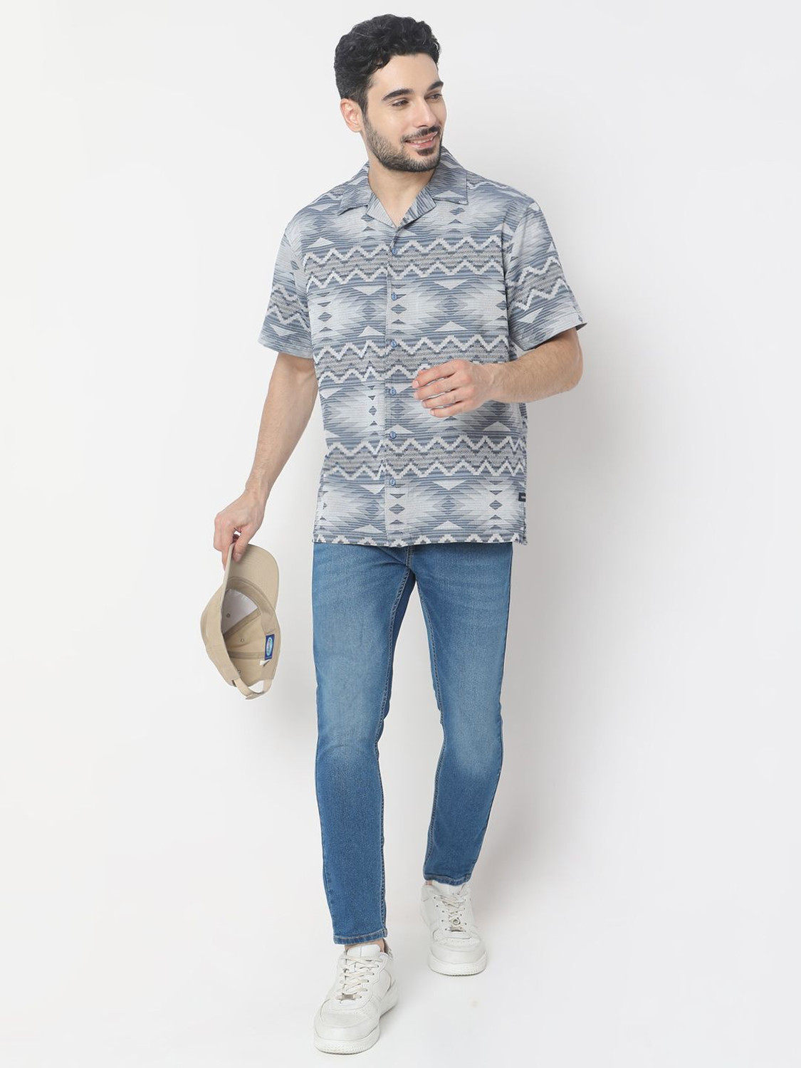 Image of Spykar Men Printed Casual Blue Shirt