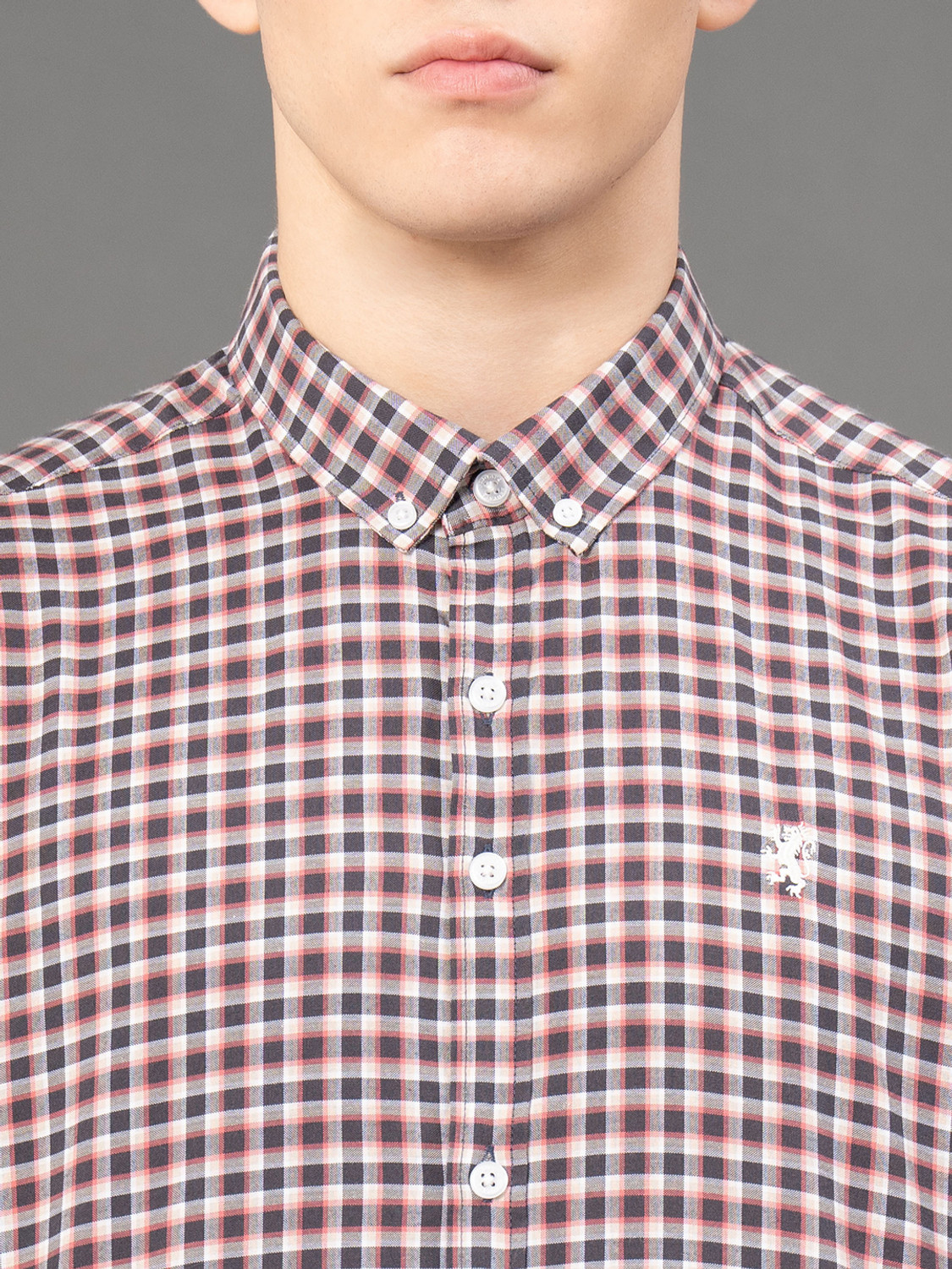 Image of RED TAPE Men Checkered Casual Grey, Brown Shirt