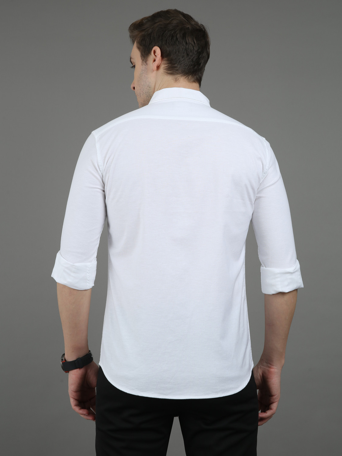 Image of SPRNG Men Solid Casual White Shirt