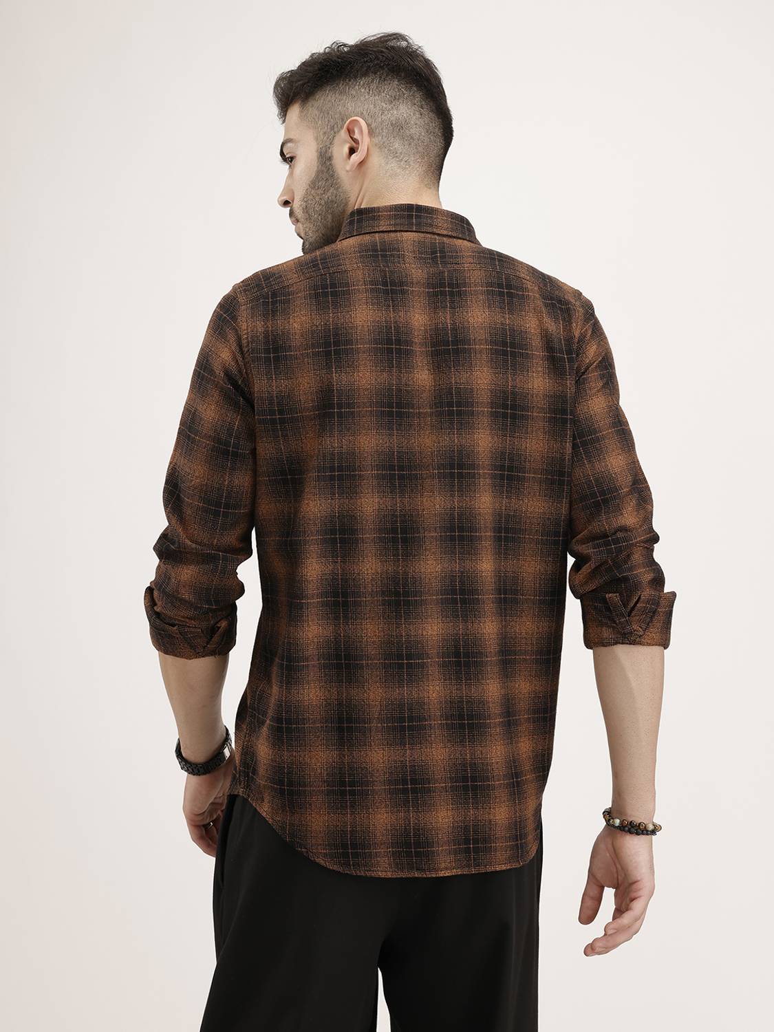 WROGN Men Brown Checkered Casual Shirt - Image 3