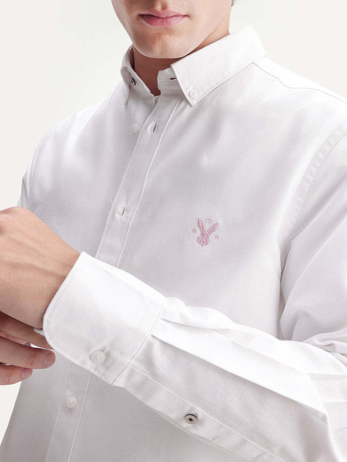 Image of RARE RABBIT Men Solid Casual White Shirt