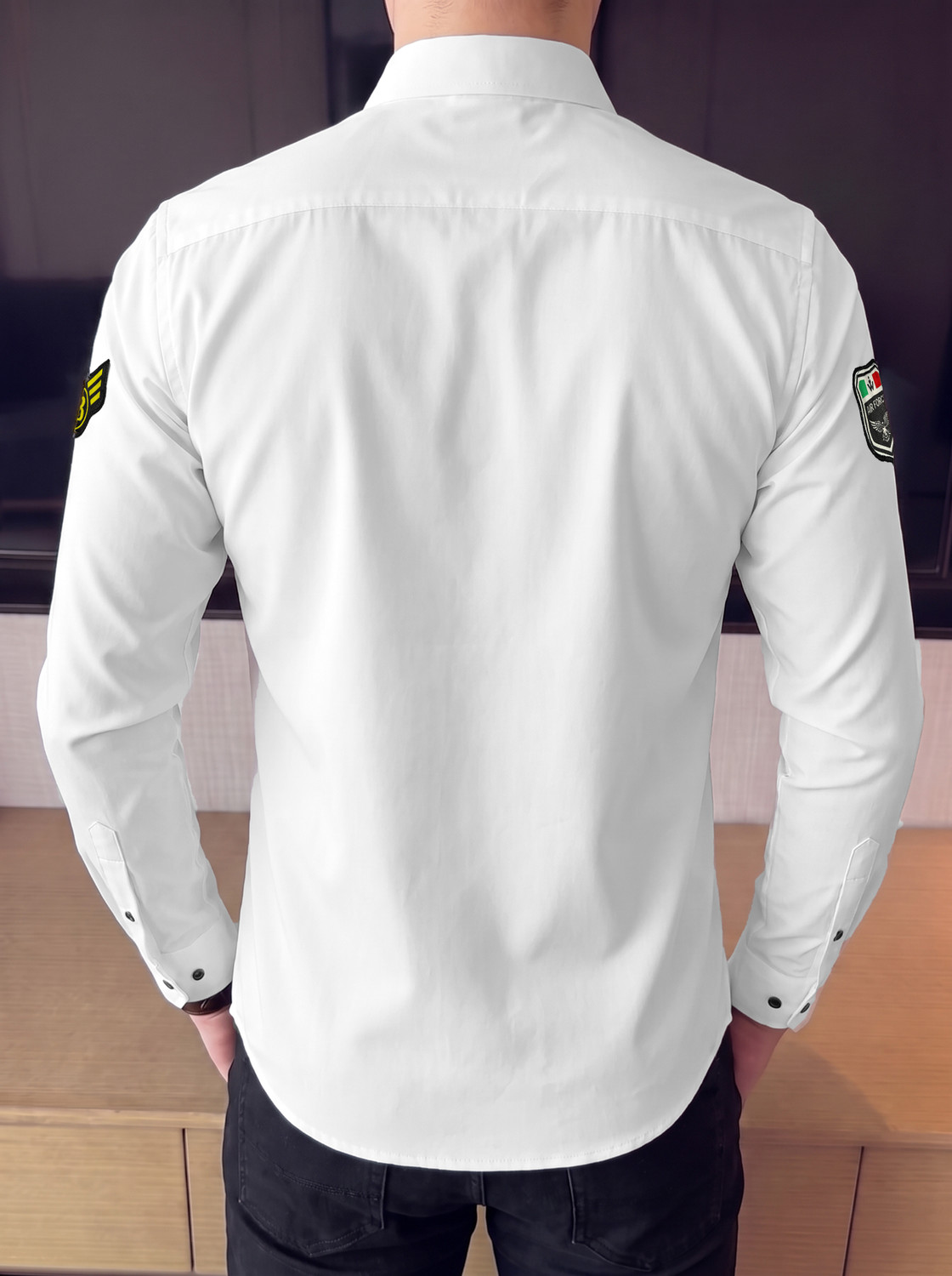Image of WOXEN Men Printed Casual White Shirt