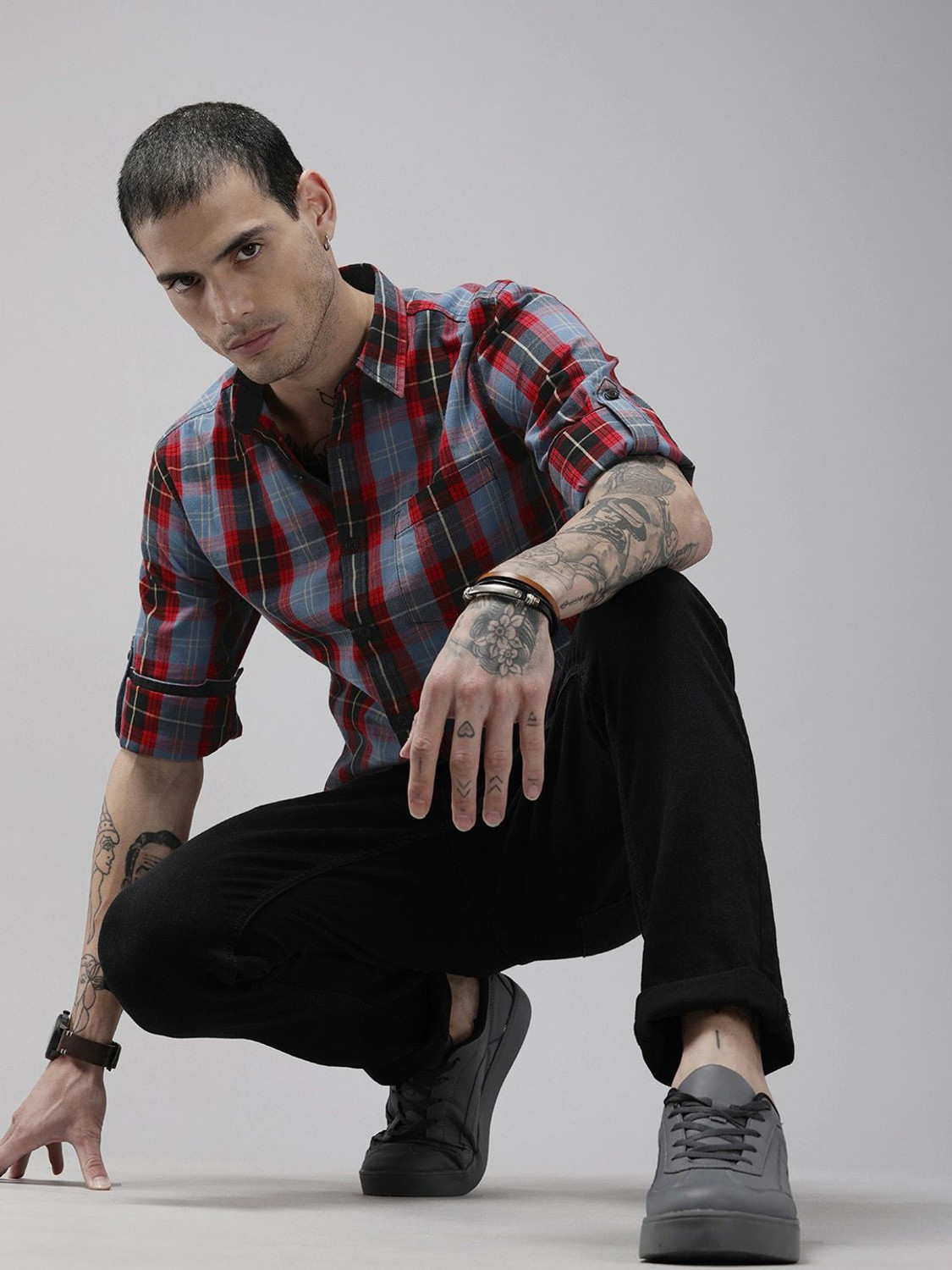 Image of Roadster Men Regular Fit Printed Spread Collar Casual Shirt