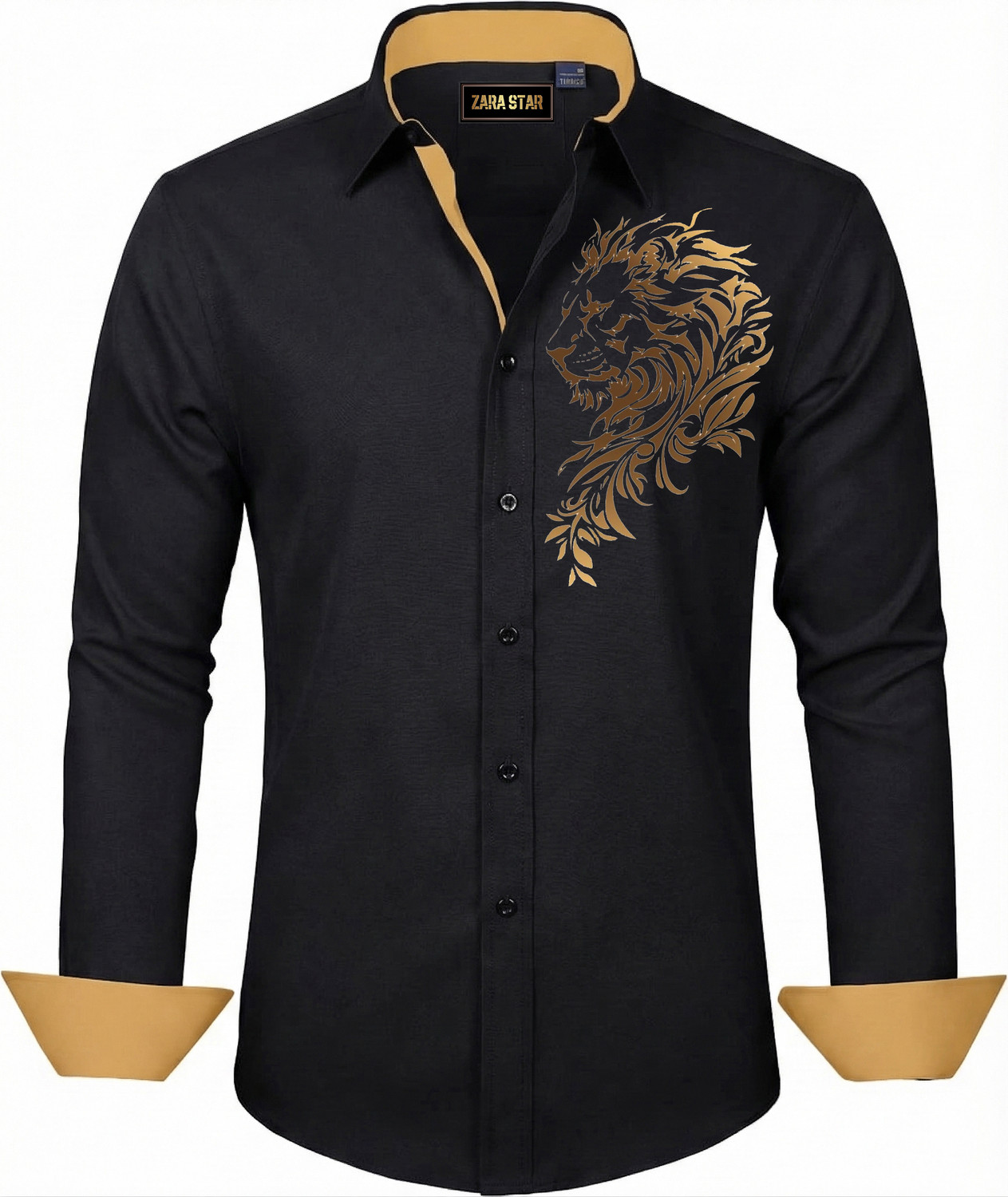 Image of ZARA STAR Men Solid, Graphic Print Casual Black Shirt