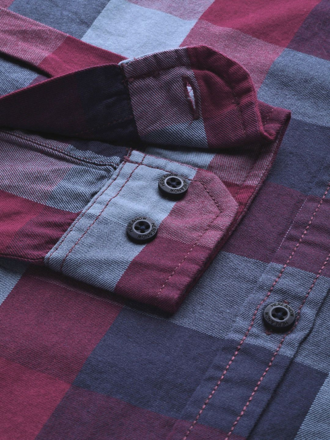 Image of HERE&NOW Men Checkered Casual Multicolor Shirt