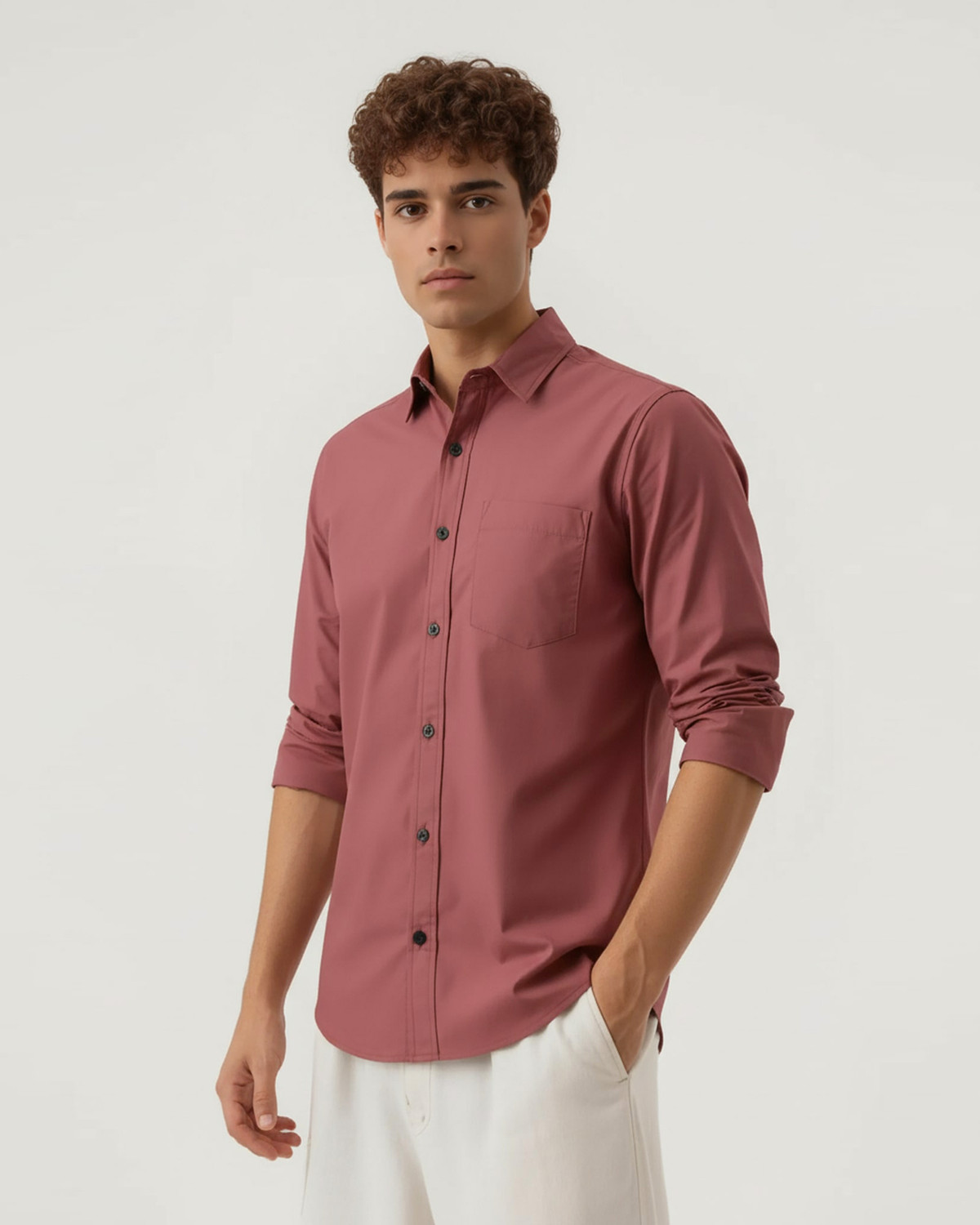 Image of METRONAUT Men Solid Formal Pink Shirt