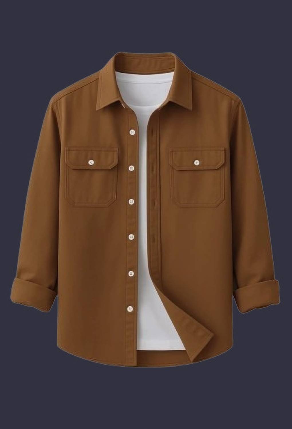 BJM Men Solid Casual Brown Shirt