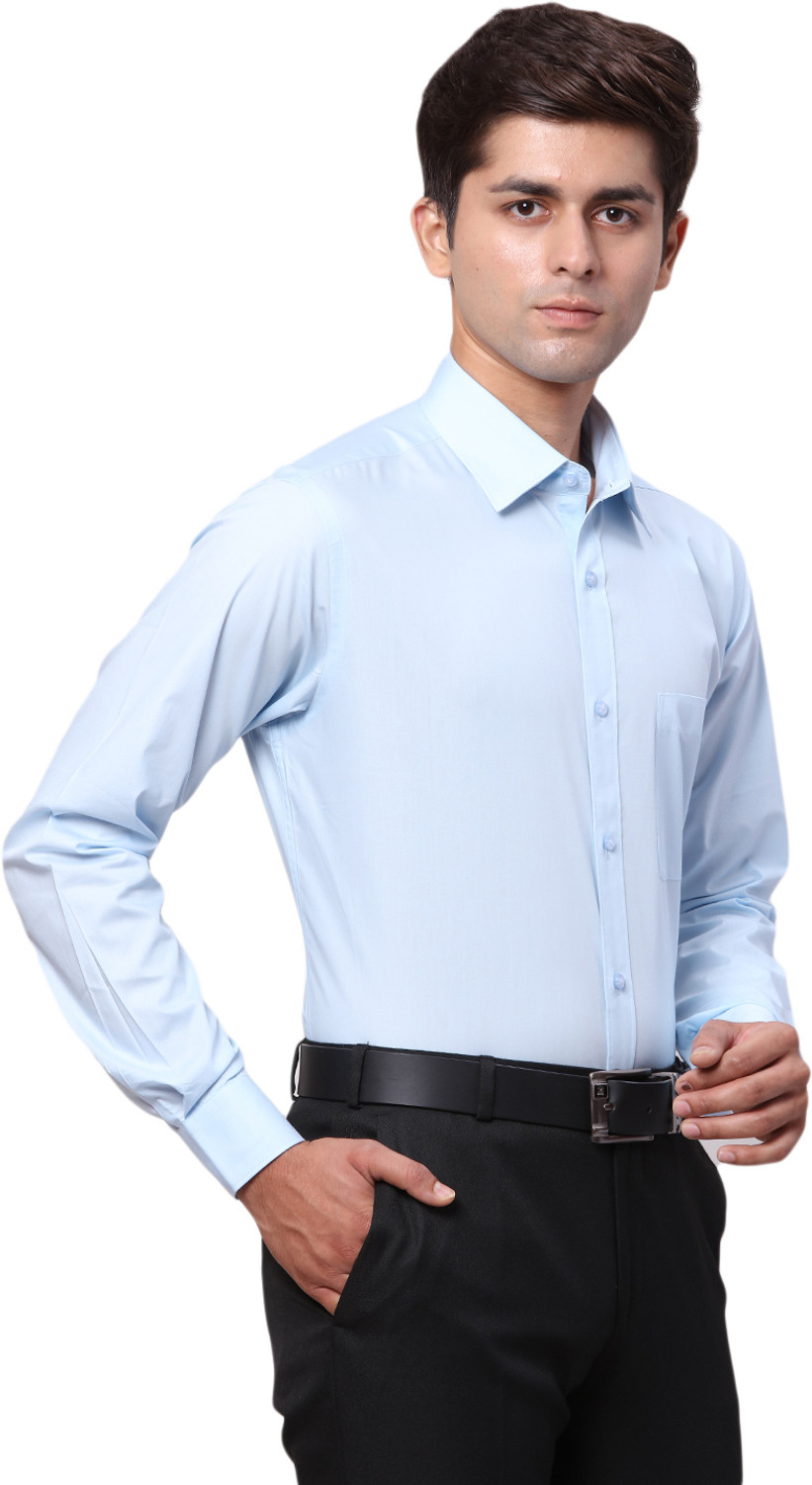 Image of Raymond Men Slim Fit Solid Cut Away Collar Formal Shirt