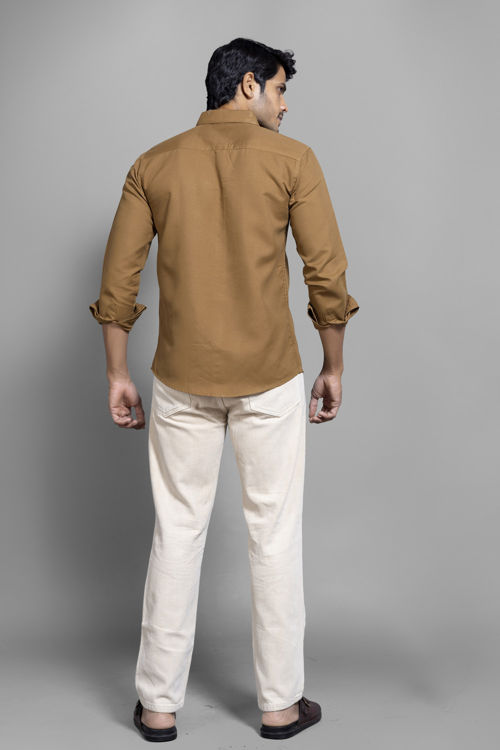 Image of METRONAUT Men Solid Casual Brown Shirt