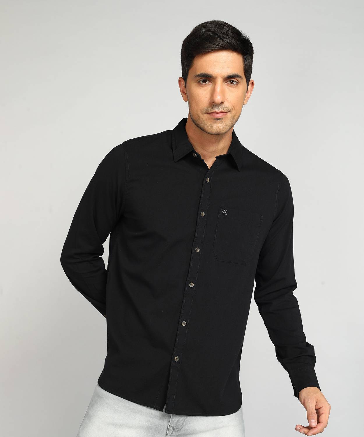 WROGN Zero Men Regular Fit Solid Spread Collar Casual Shirt
