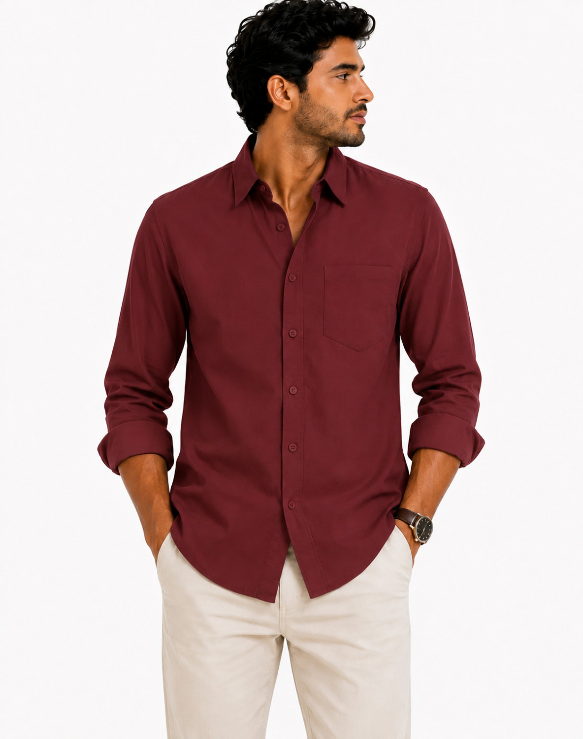 Image of GLOREN Men Regular Fit Solid Spread Collar Casual Shirt (Pack of 2)