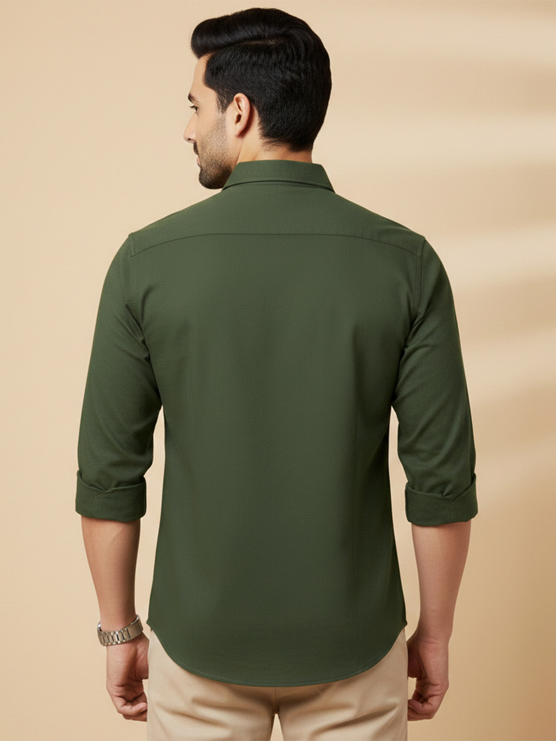 Image of METRONAUT Men Solid Casual Green Shirt