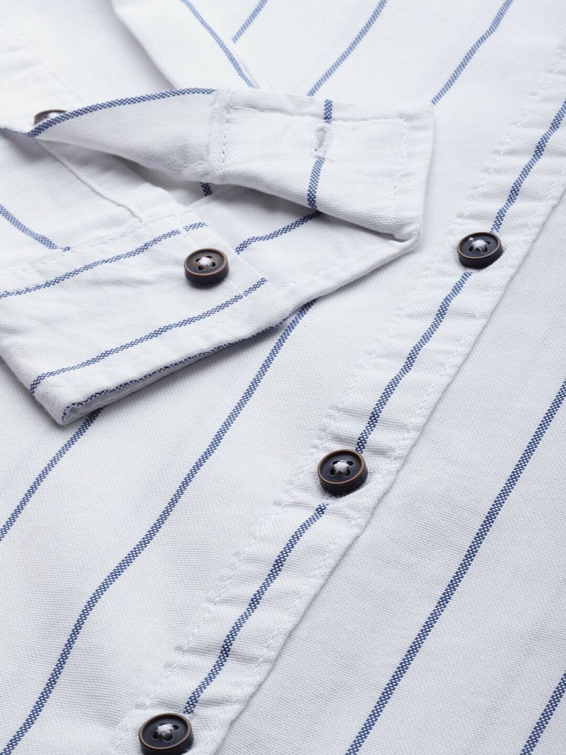 The Indian Garage Co. Men Striped White Shirt - Image 3