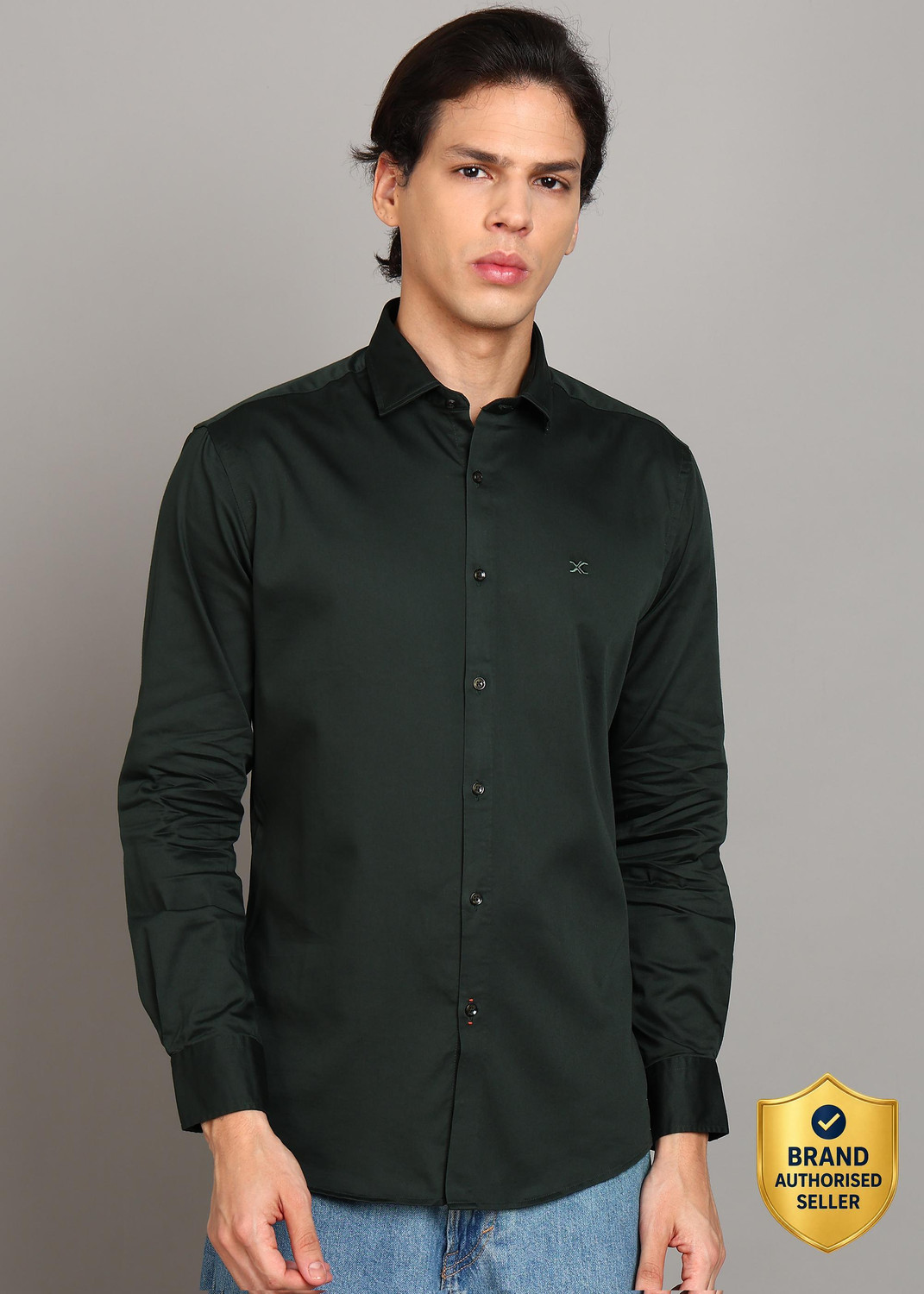 Image of KILLER Men Solid Casual Green Shirt