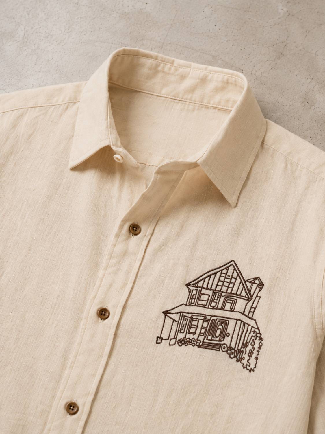 BE UNIQUE MENS Embroidered Beige, Brown Shirt - Image 3