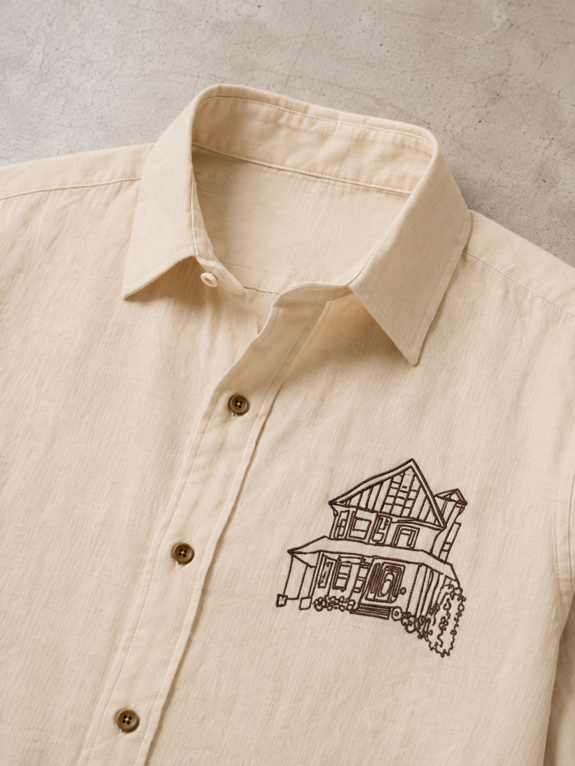 Image of BE UNIQUE MENS Men Embroidered Casual Beige, Brown Shirt