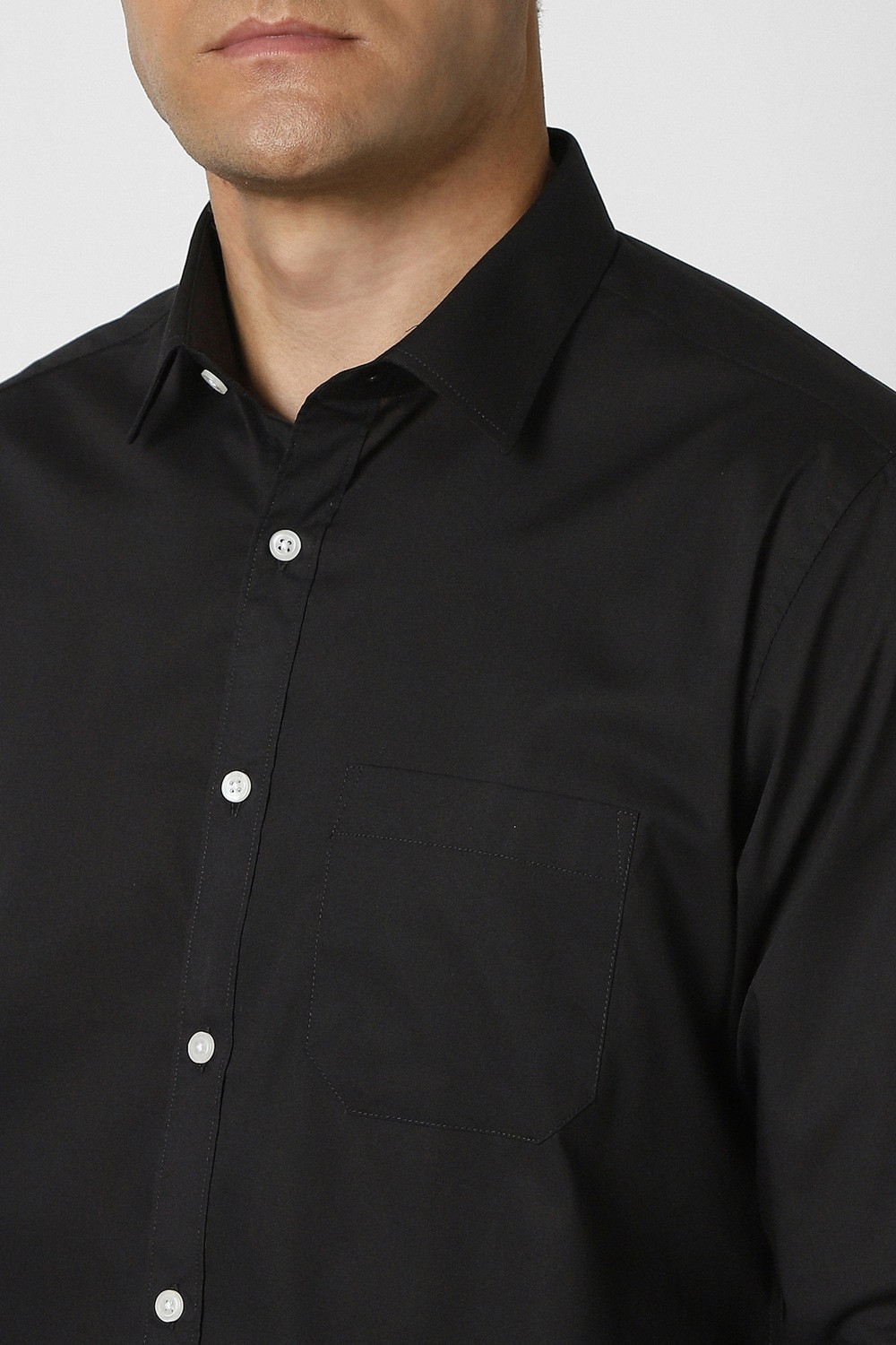 Image of PETER ENGLAND Men Solid Formal Black Shirt