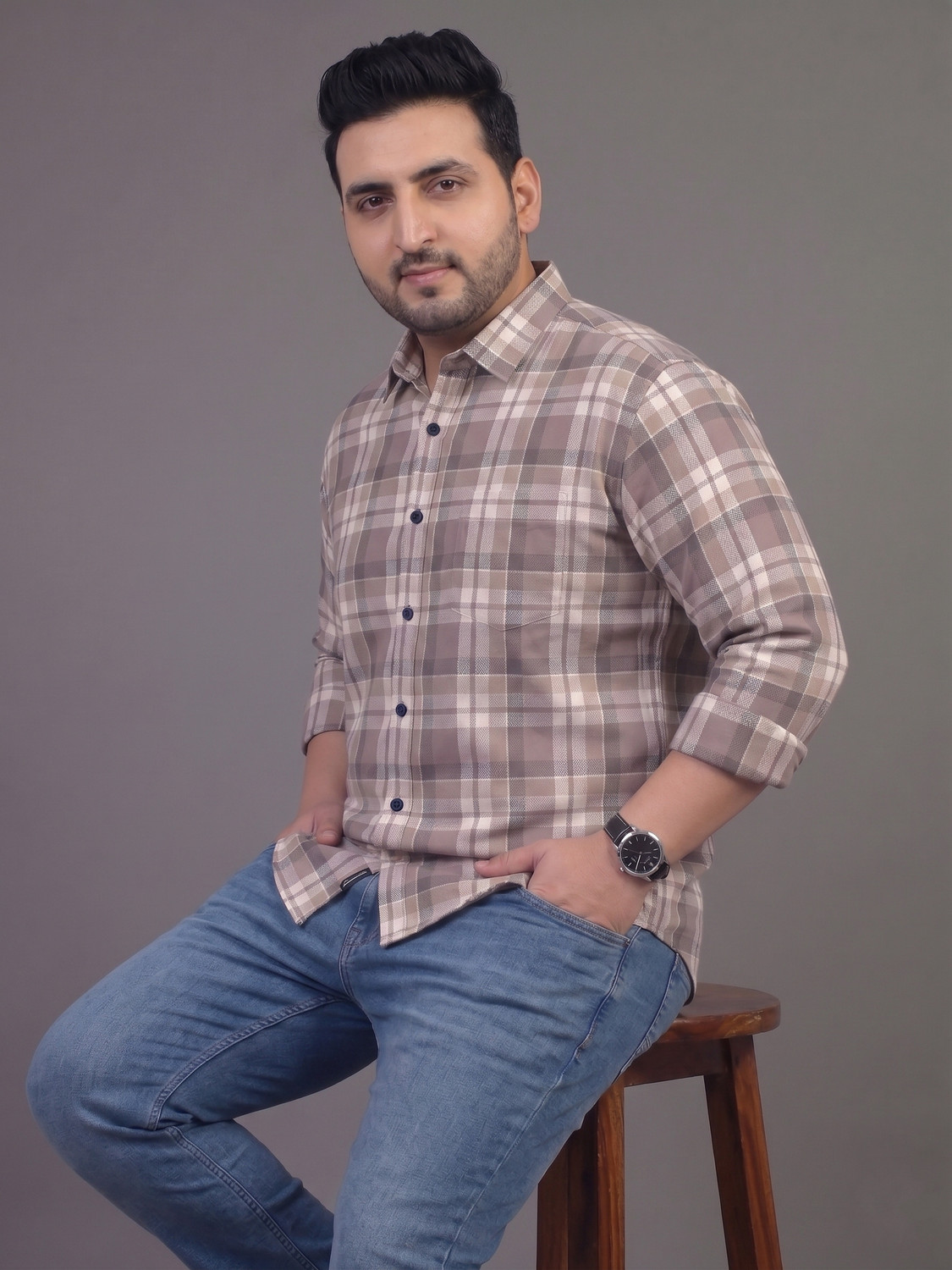 Image of YELLOWDASH Men Checkered Casual Multicolor Shirt
