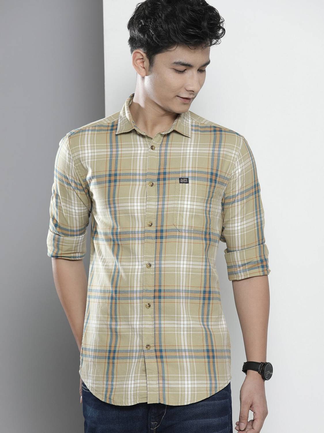 The Indian Garage Co. Men Green Checkered Casual Shirt - Image 5