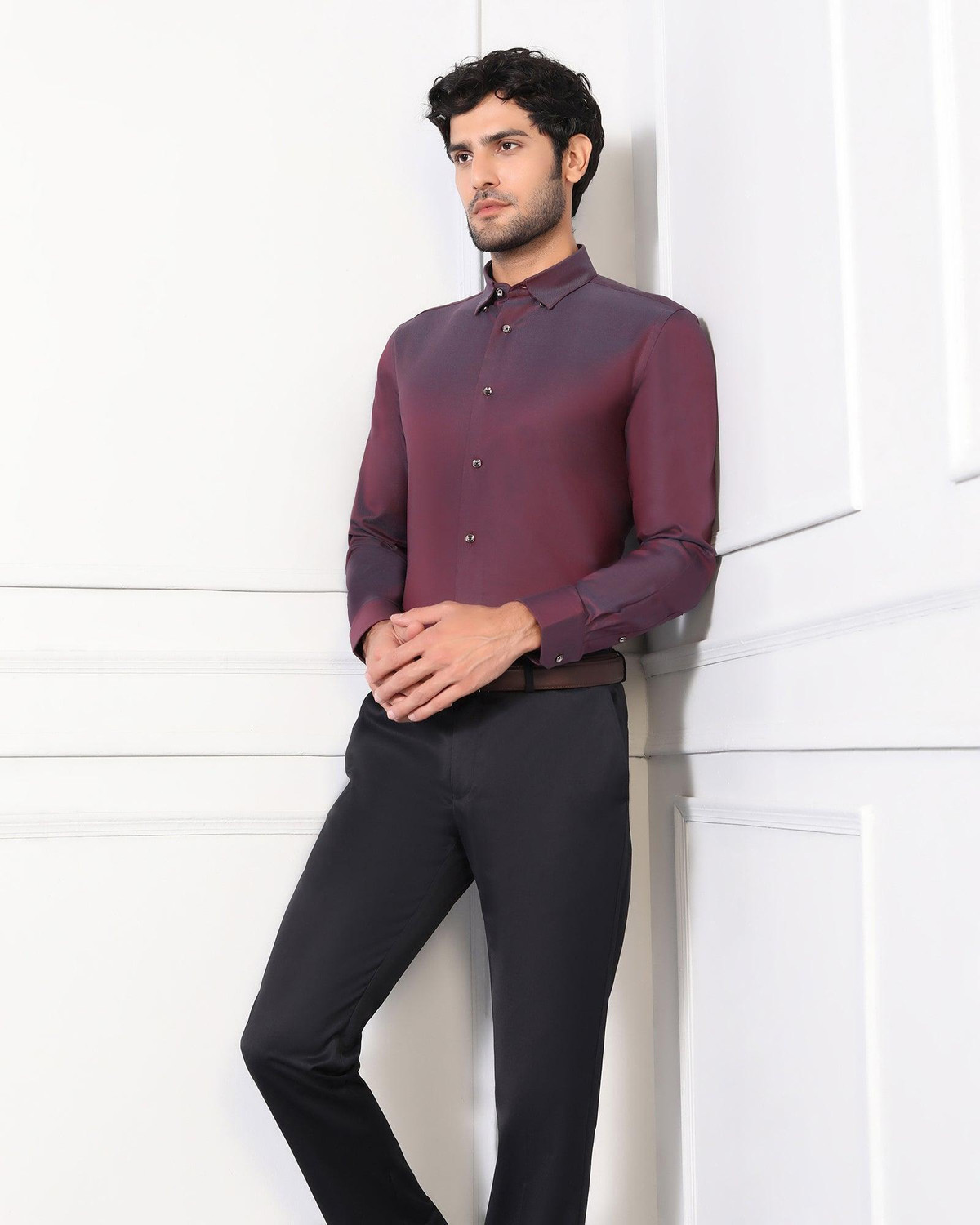 Image of Blackberrys Men Solid Formal Red Shirt