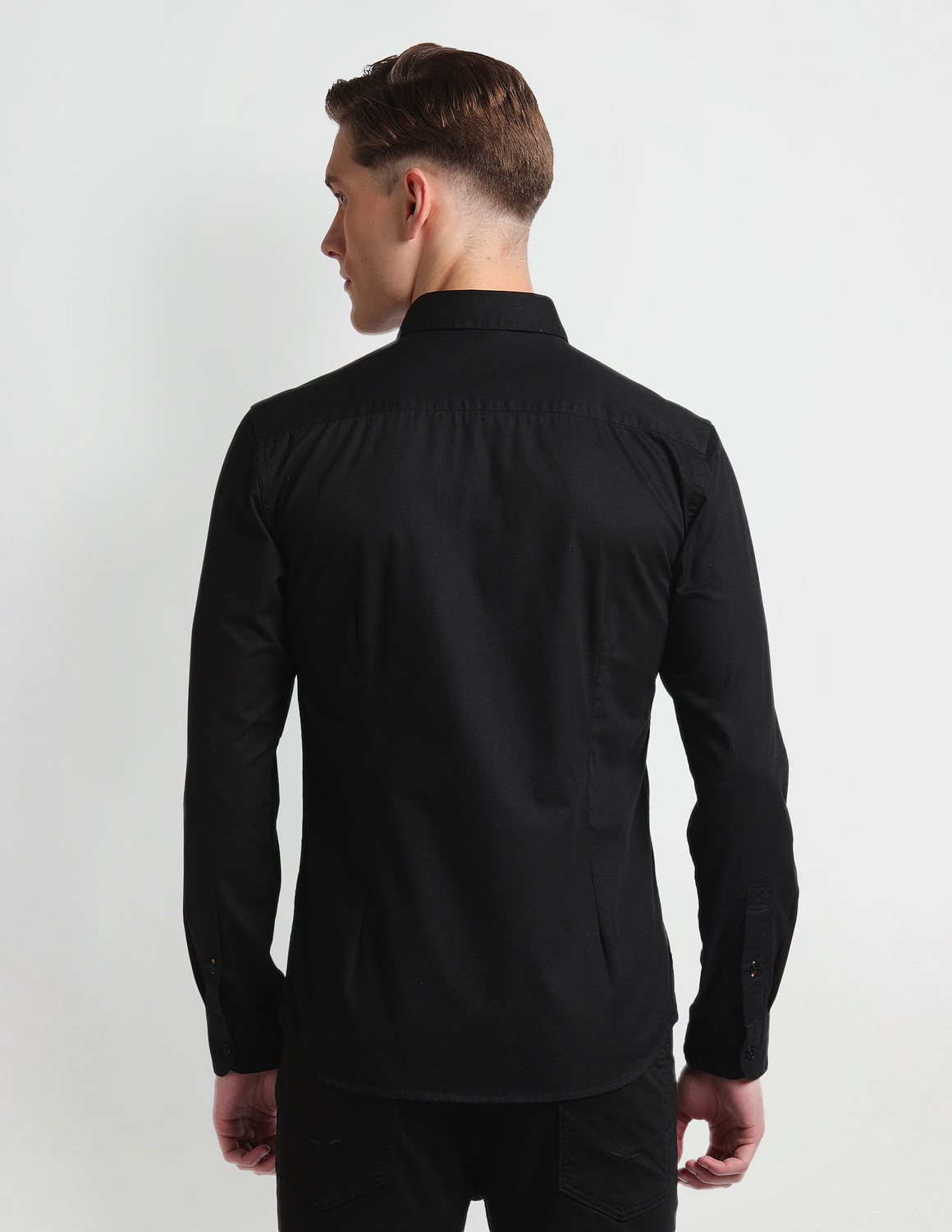 Image of U.S. POLO ASSN. Men Solid Casual Black Shirt