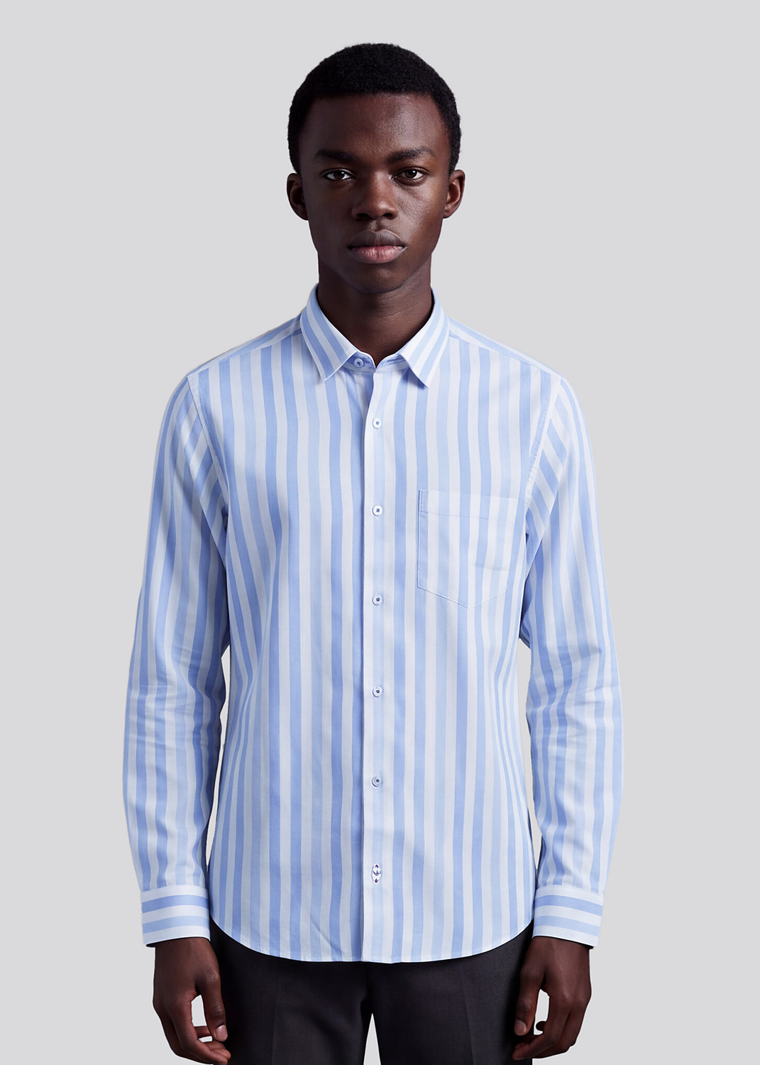 Image of KILLER Men Slim Fit Striped Spread Collar Formal Shirt