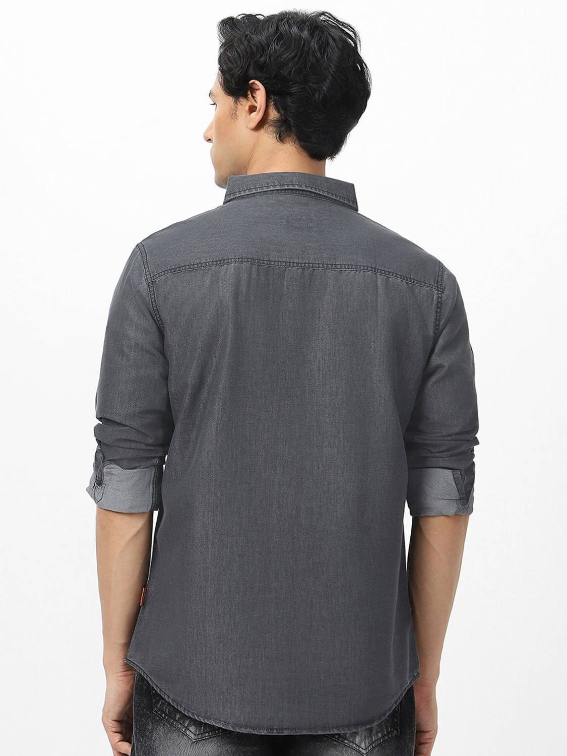 Urbano Men Solid Casual Grey Shirt - Image 3